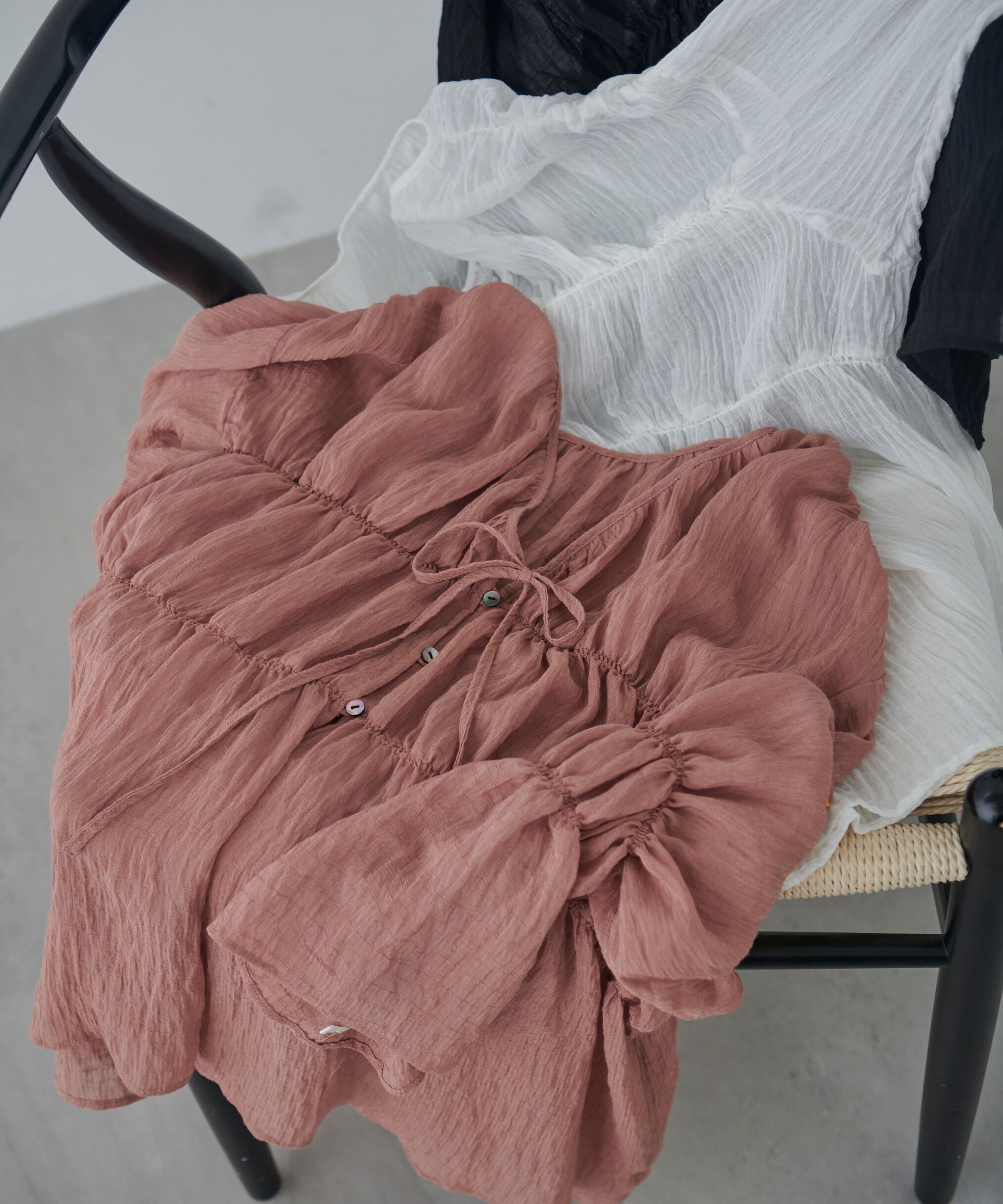  「シャーリングドロストチュニックブラウス」|シャツ・ブラウス|