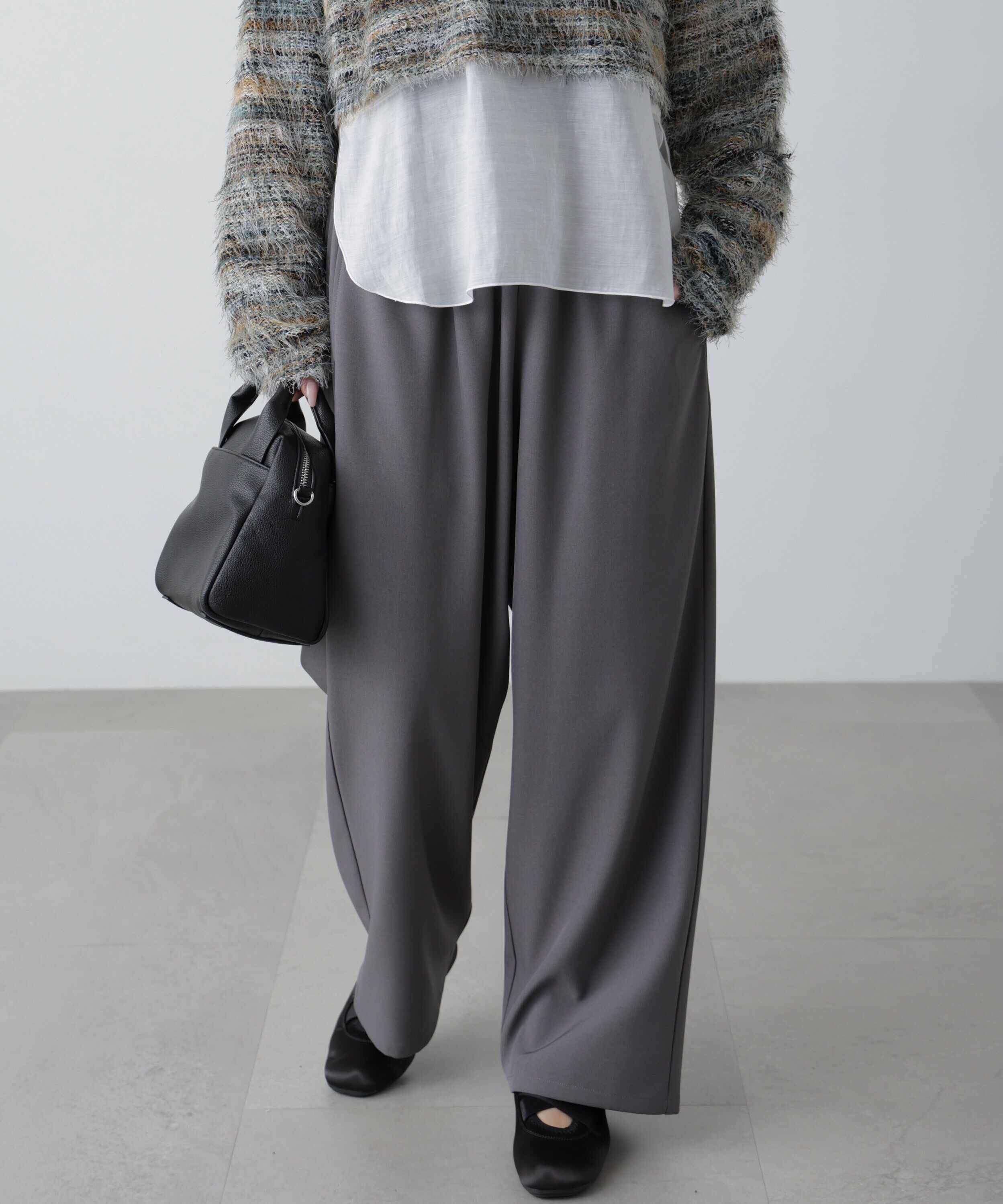  「ウエストフリルイージーパンツ」|その他|グレー