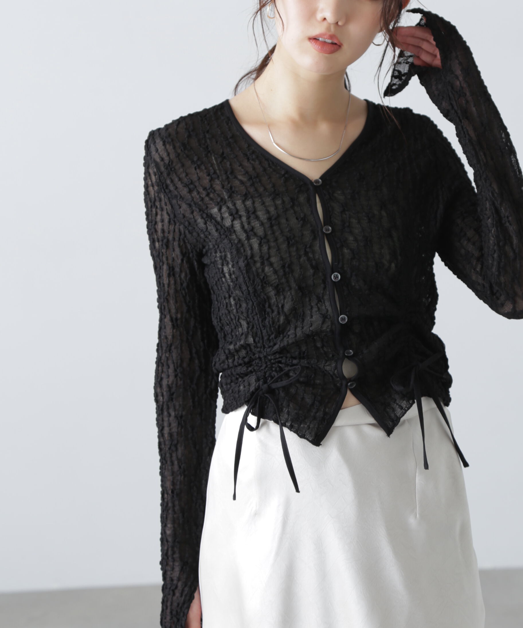  「シアーレースドロストカーディガン」|Tシャツ・カットソー|