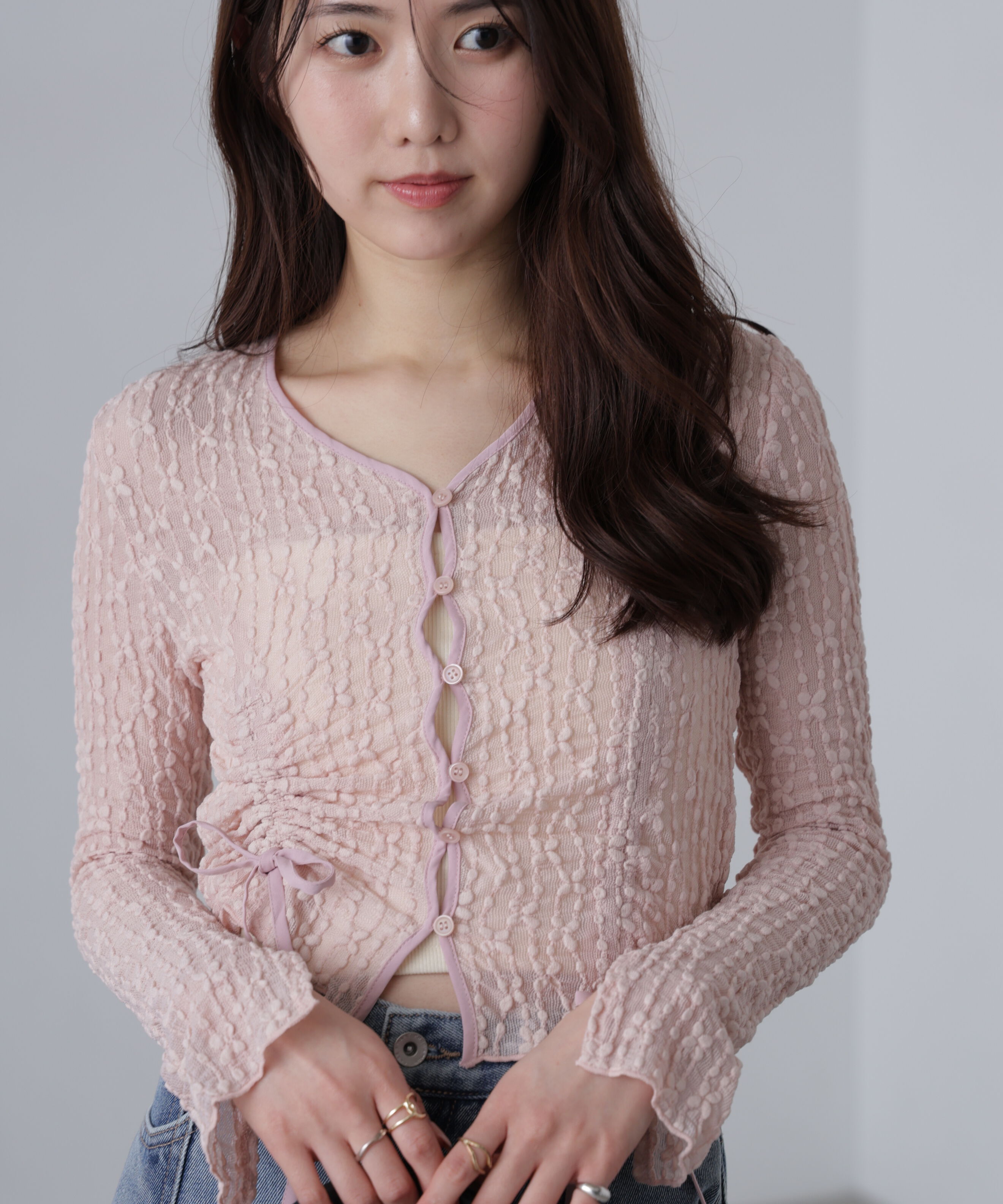  「シアーレースドロストカーディガン」|Tシャツ・カットソー|