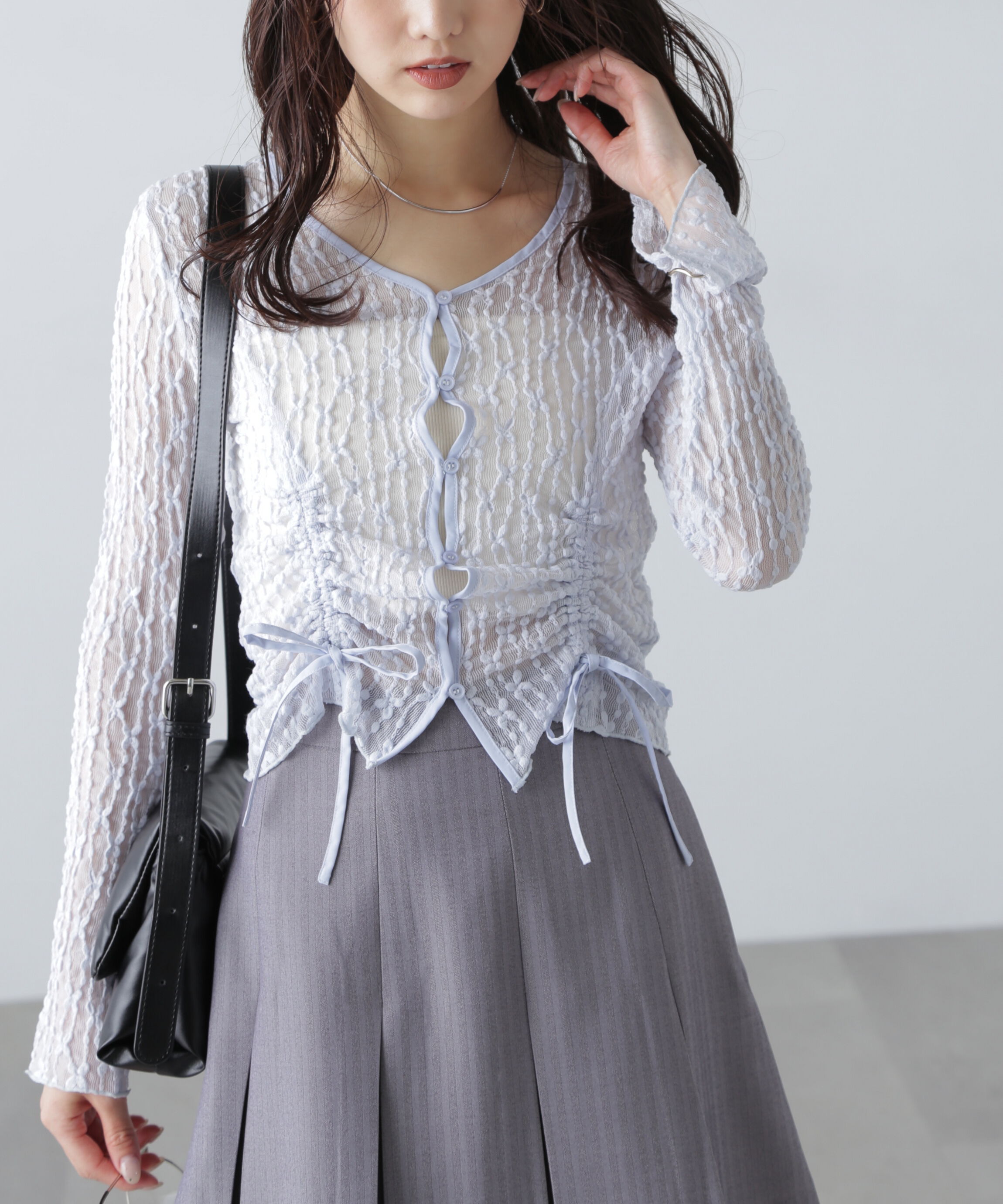  「シアーレースドロストカーディガン」|Tシャツ・カットソー|
