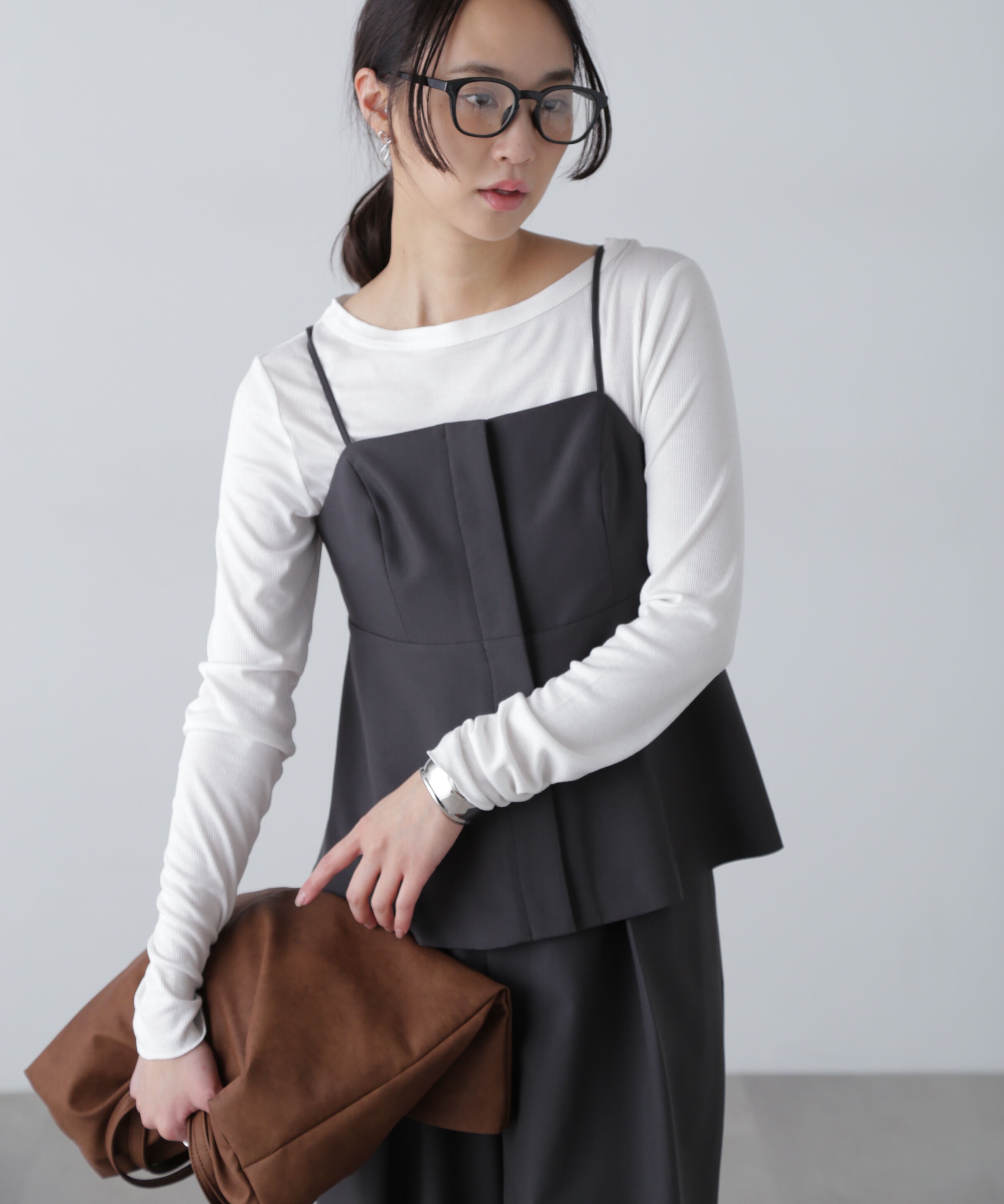  「〈セットアップ対応〉ペプラムキャミソールビスチェ」|シャツ・ブラウス|ブラック