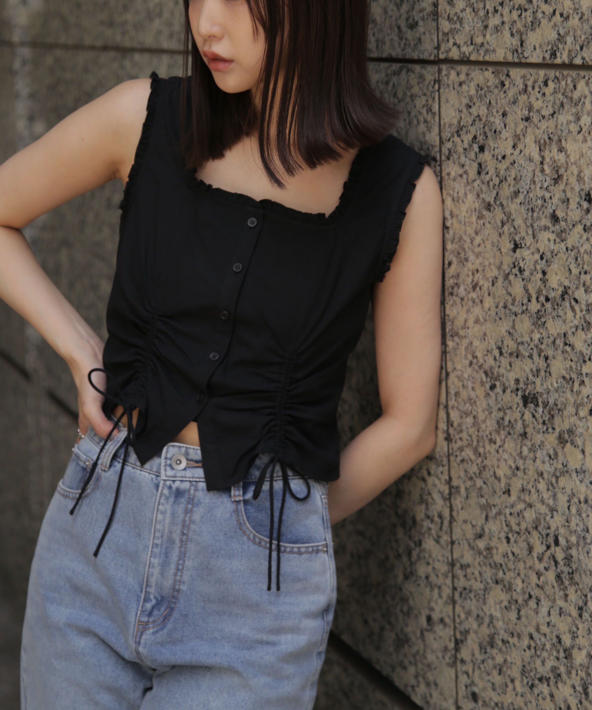  「ドロストノースリーブブラウス」|シャツ・ブラウス|