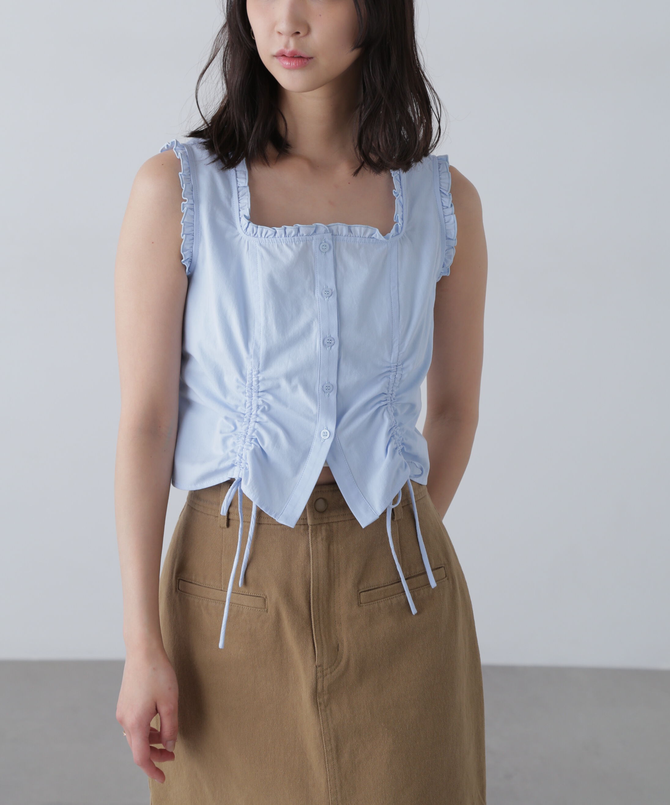  「ドロストノースリーブブラウス」|シャツ・ブラウス|