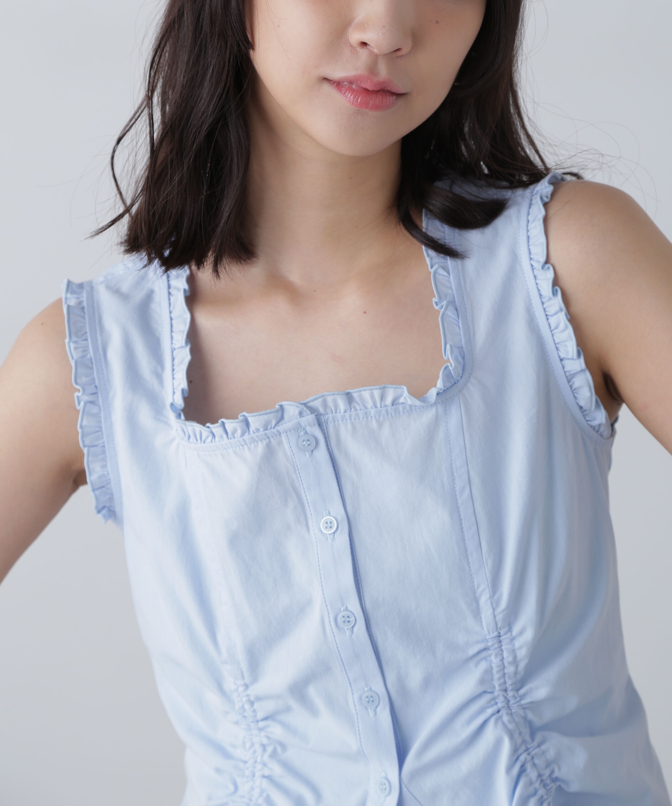  「ドロストノースリーブブラウス」|シャツ・ブラウス|