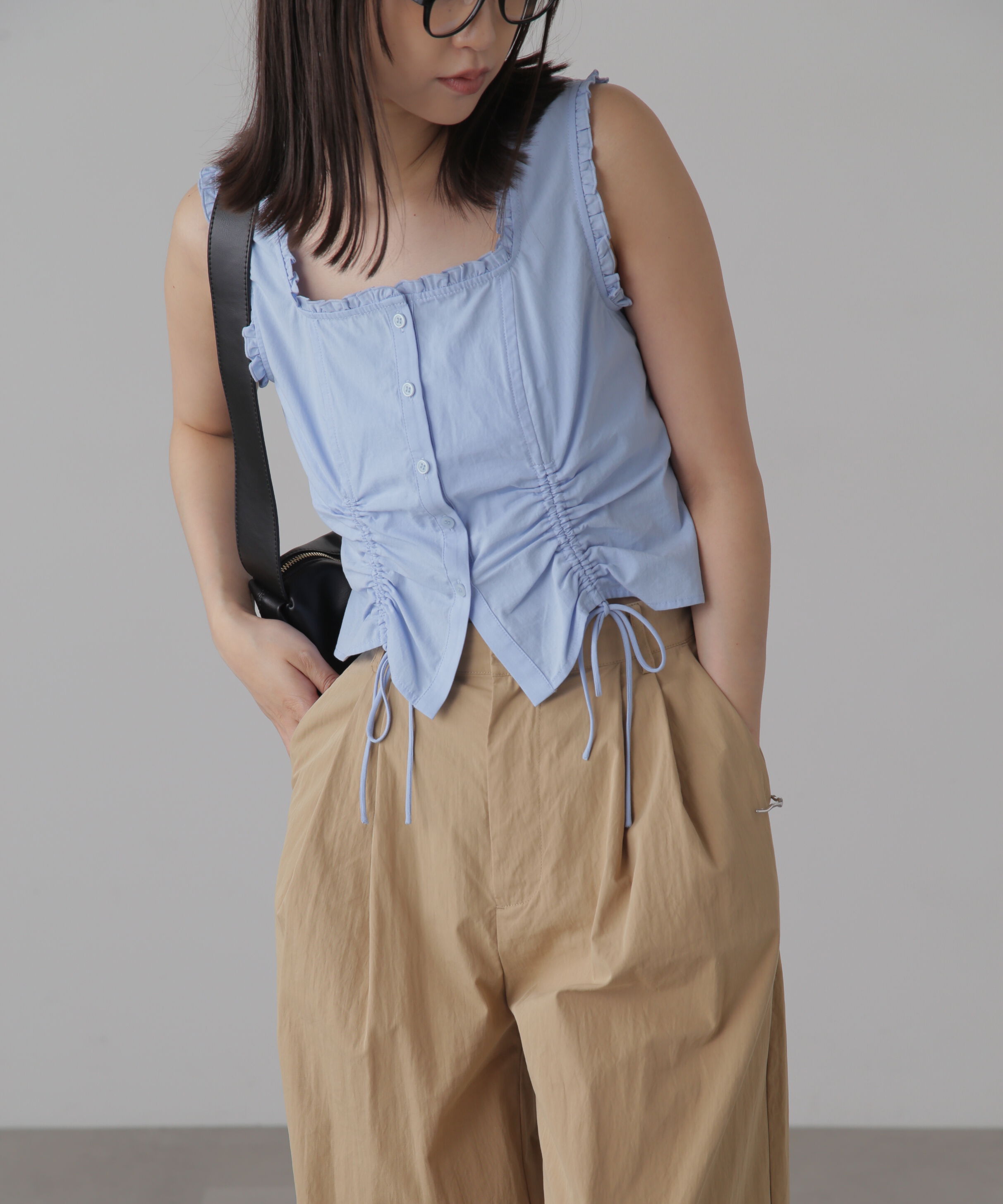  「ドロストノースリーブブラウス」|シャツ・ブラウス|