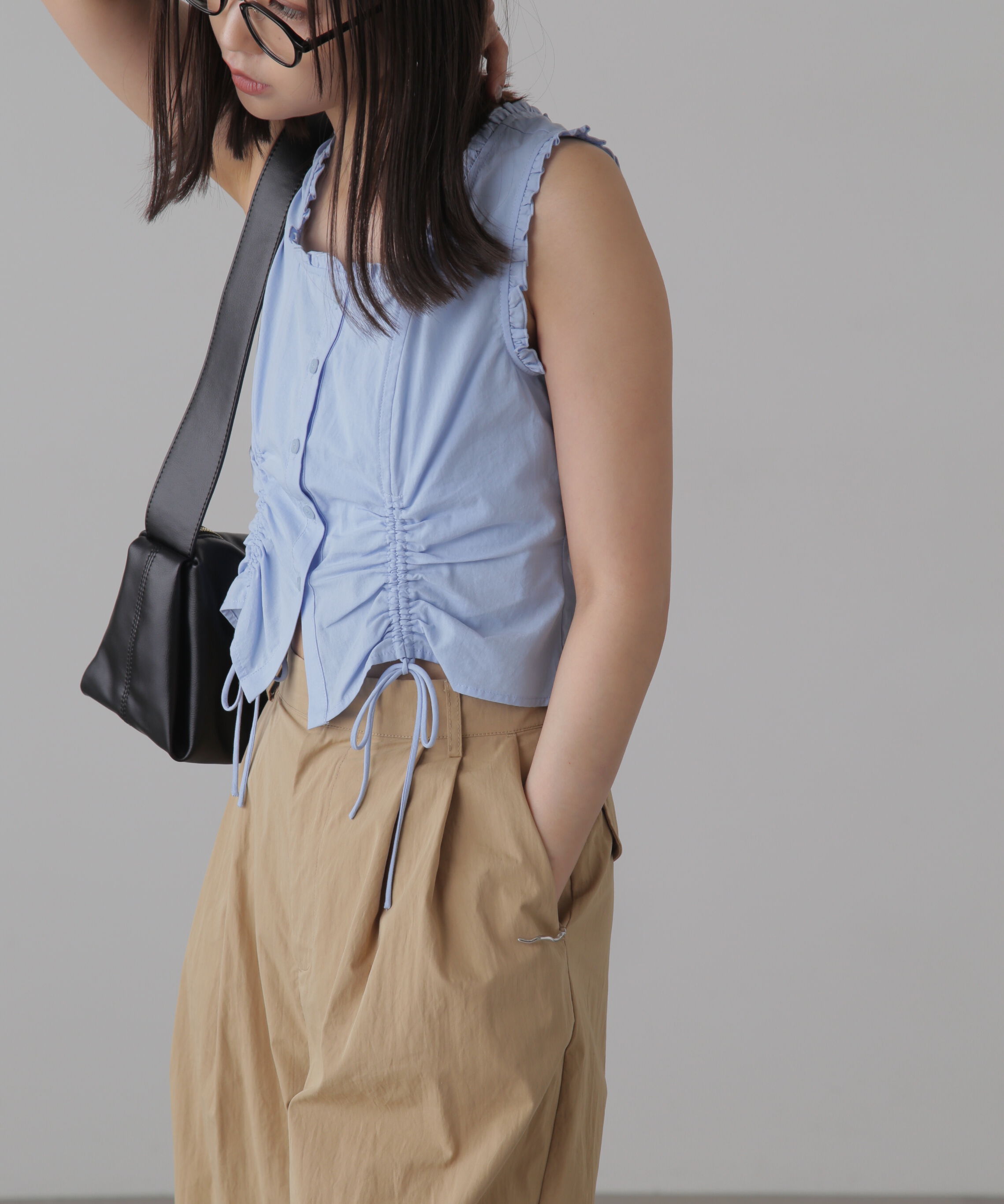  「ドロストノースリーブブラウス」|シャツ・ブラウス|