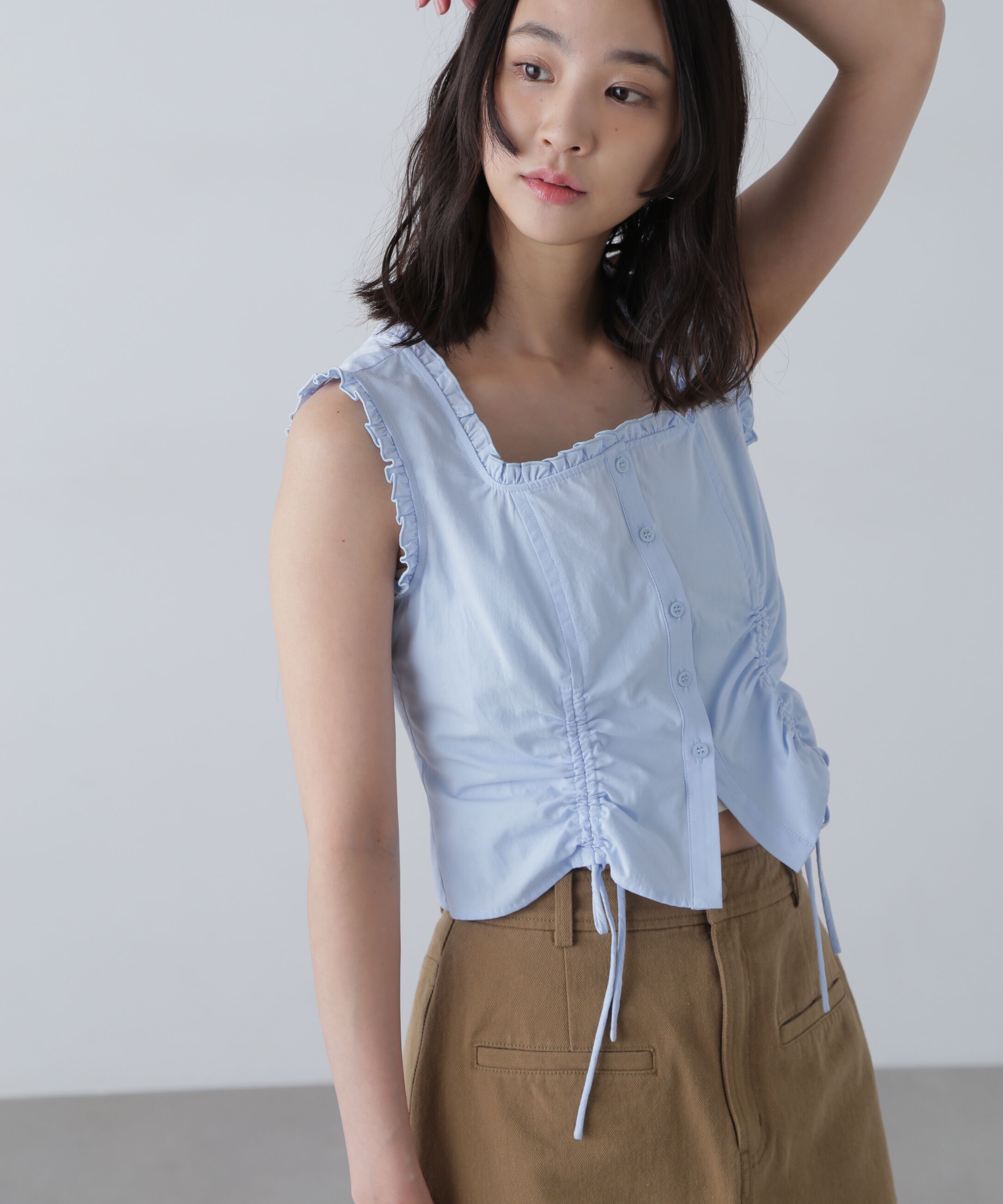  「ドロストノースリーブブラウス」|シャツ・ブラウス|