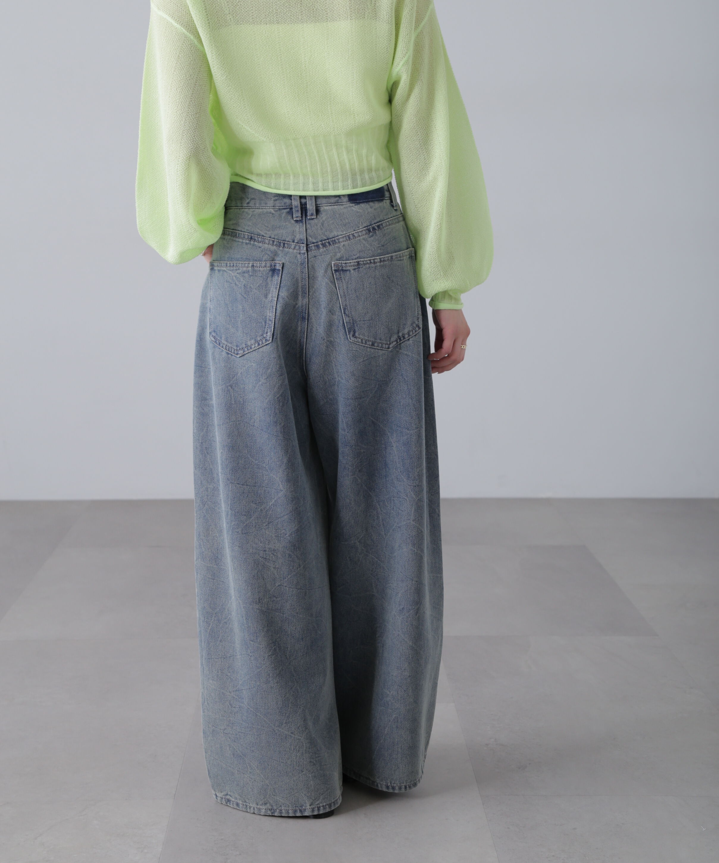  「クリンクル加工タックワイドデニムパンツ」|その他|