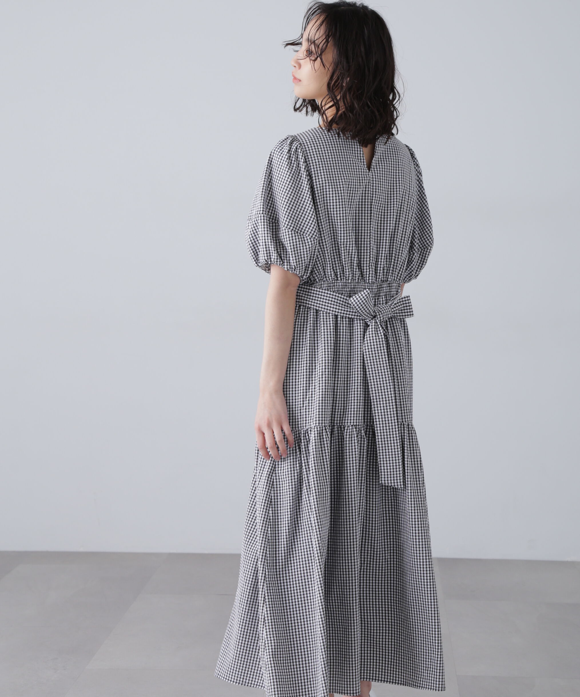  「ランタンスリーブバックリボンワンピース」|ワンピース|