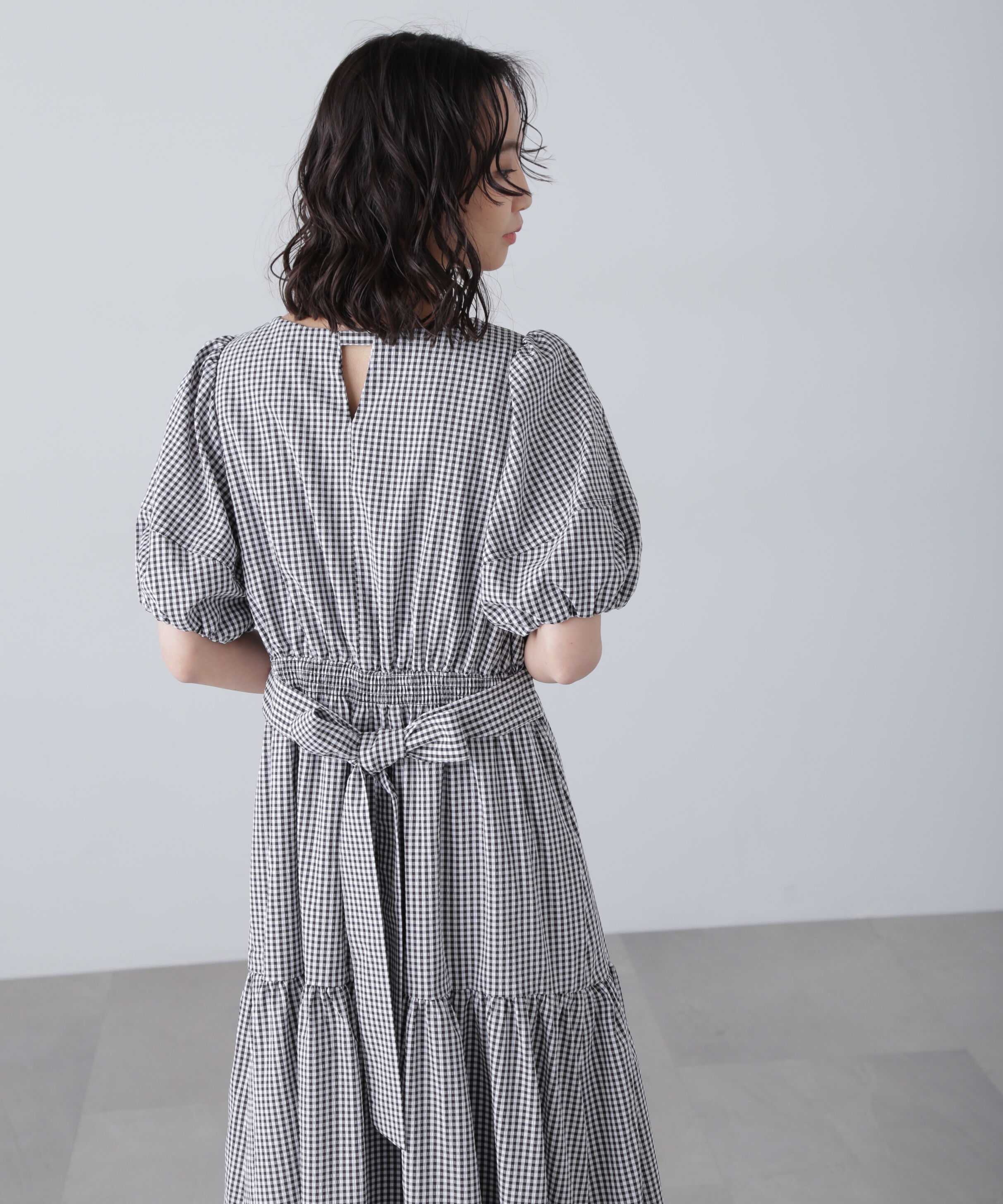  「ランタンスリーブバックリボンワンピース」|ワンピース|