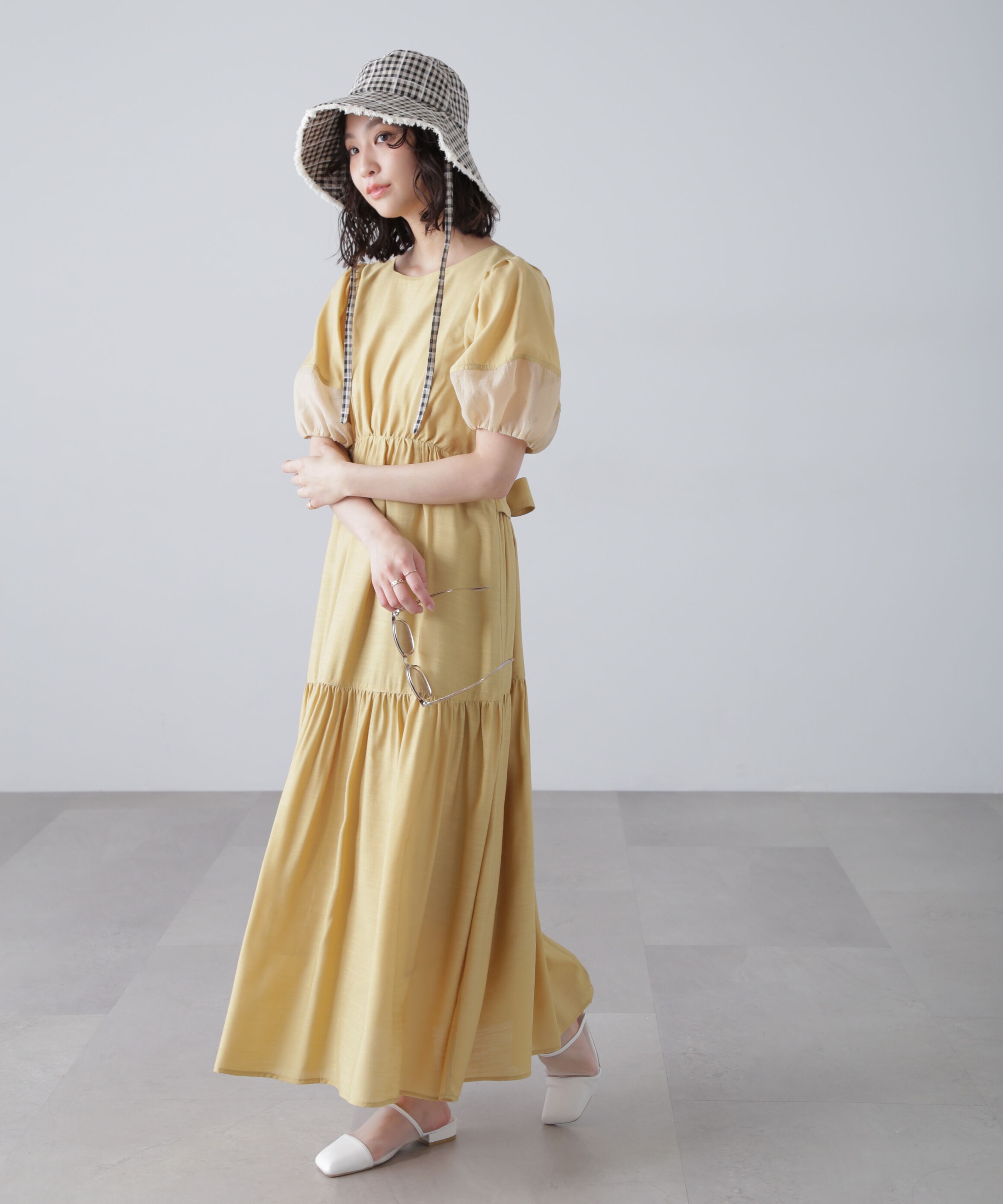  「ランタンスリーブバックリボンワンピース」|ワンピース|