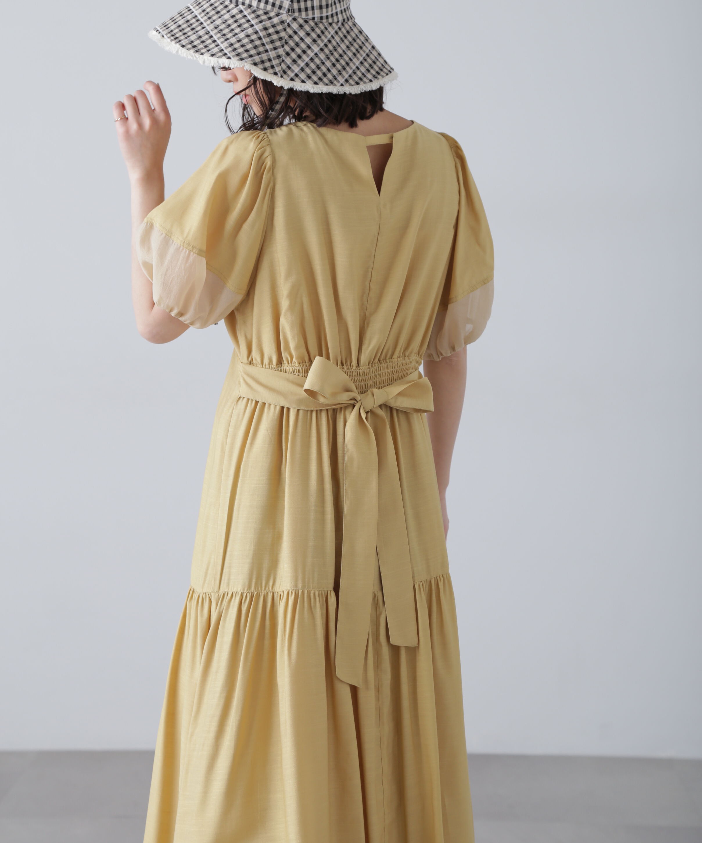  「ランタンスリーブバックリボンワンピース」|ワンピース|