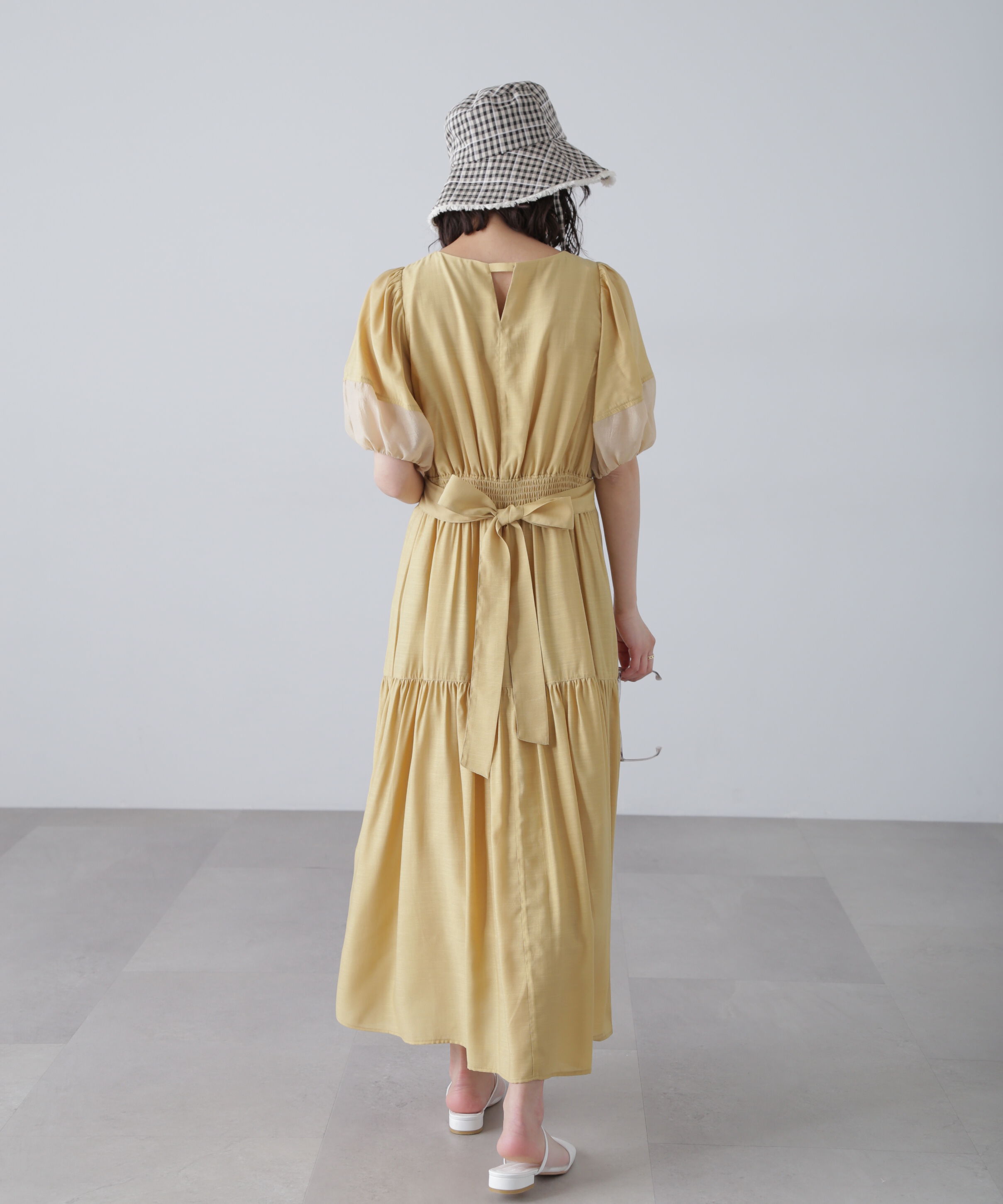  「ランタンスリーブバックリボンワンピース」|ワンピース|
