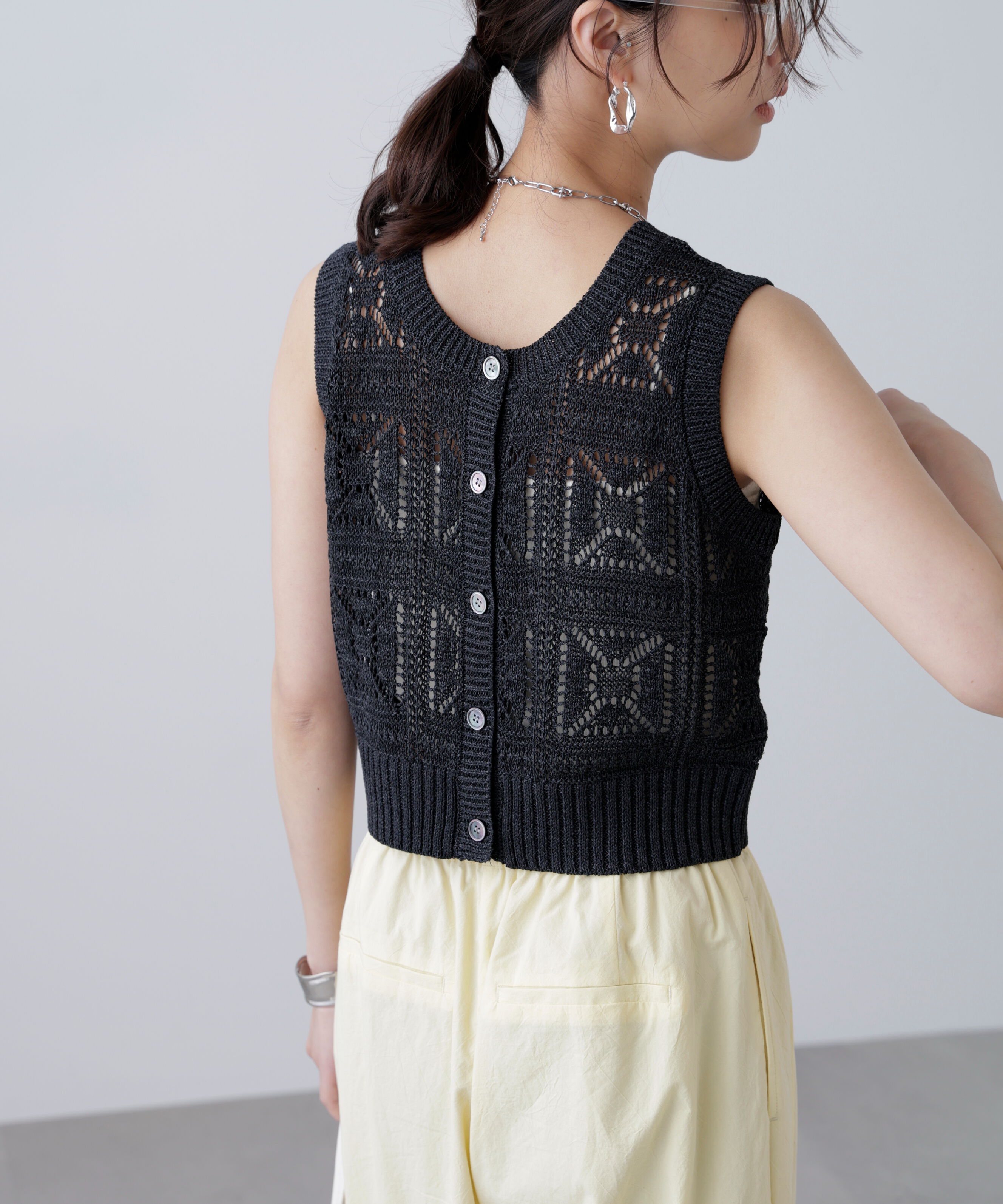 「前後2wayクロッシェニットベスト」|ニット・セーター|