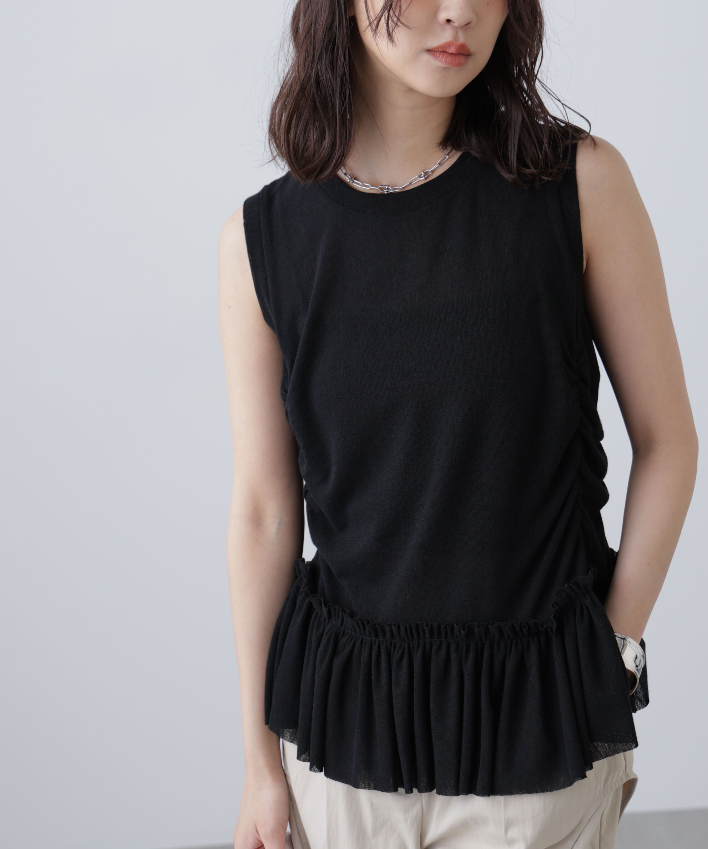  「シアーフリルタンクトップ」|Tシャツ・カットソー|