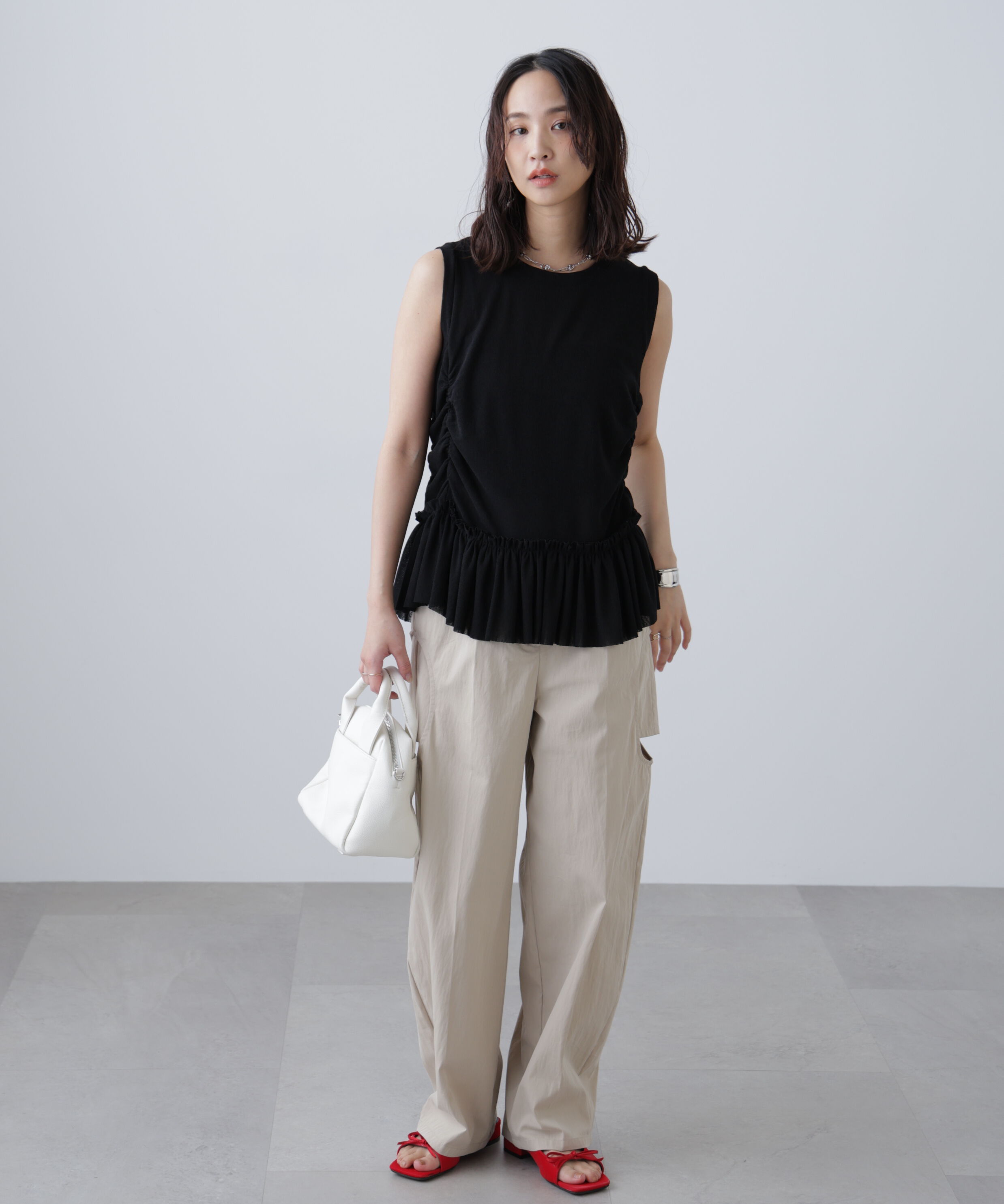  「シアーフリルタンクトップ」|Tシャツ・カットソー|