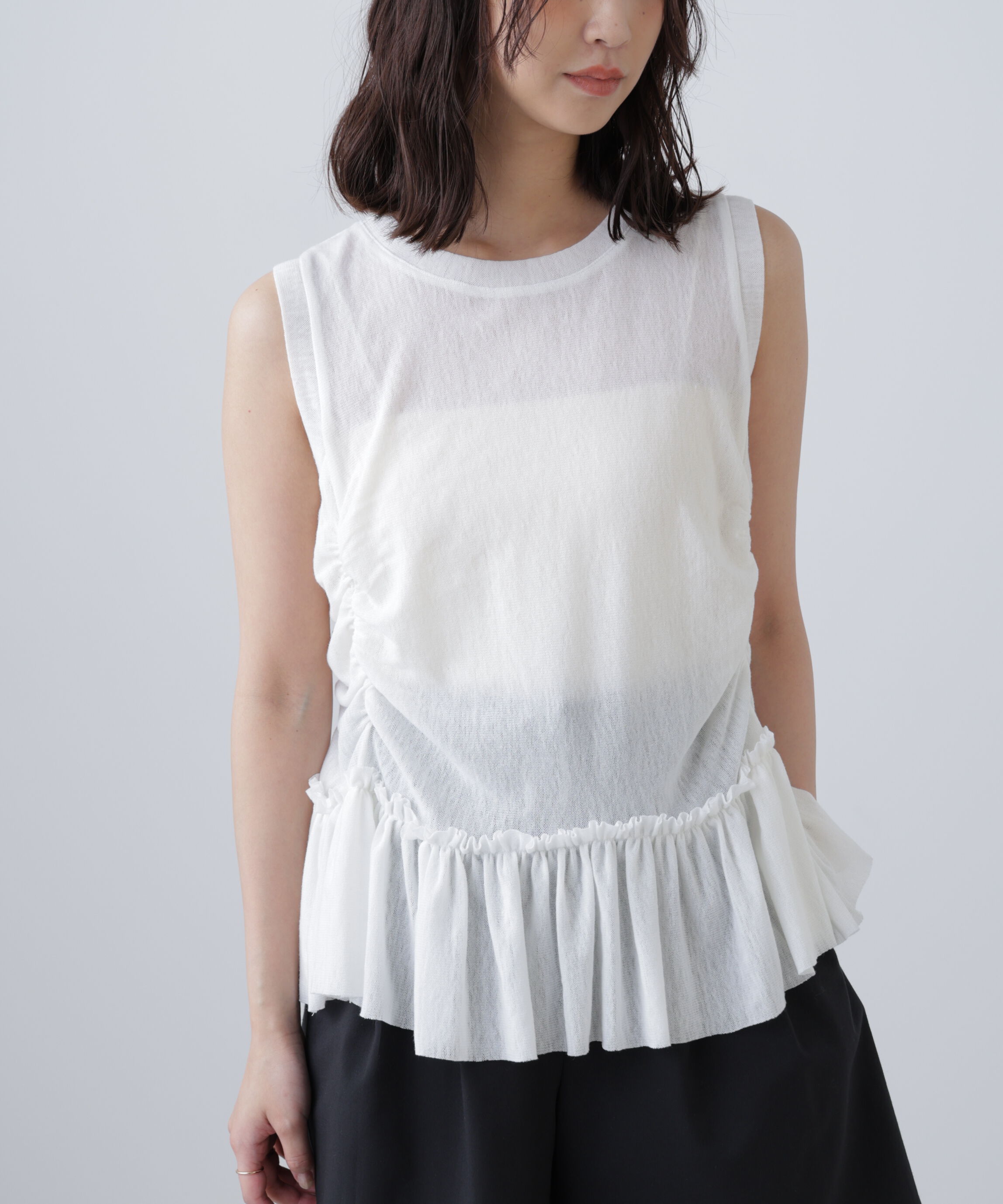  「シアーフリルタンクトップ」|Tシャツ・カットソー|