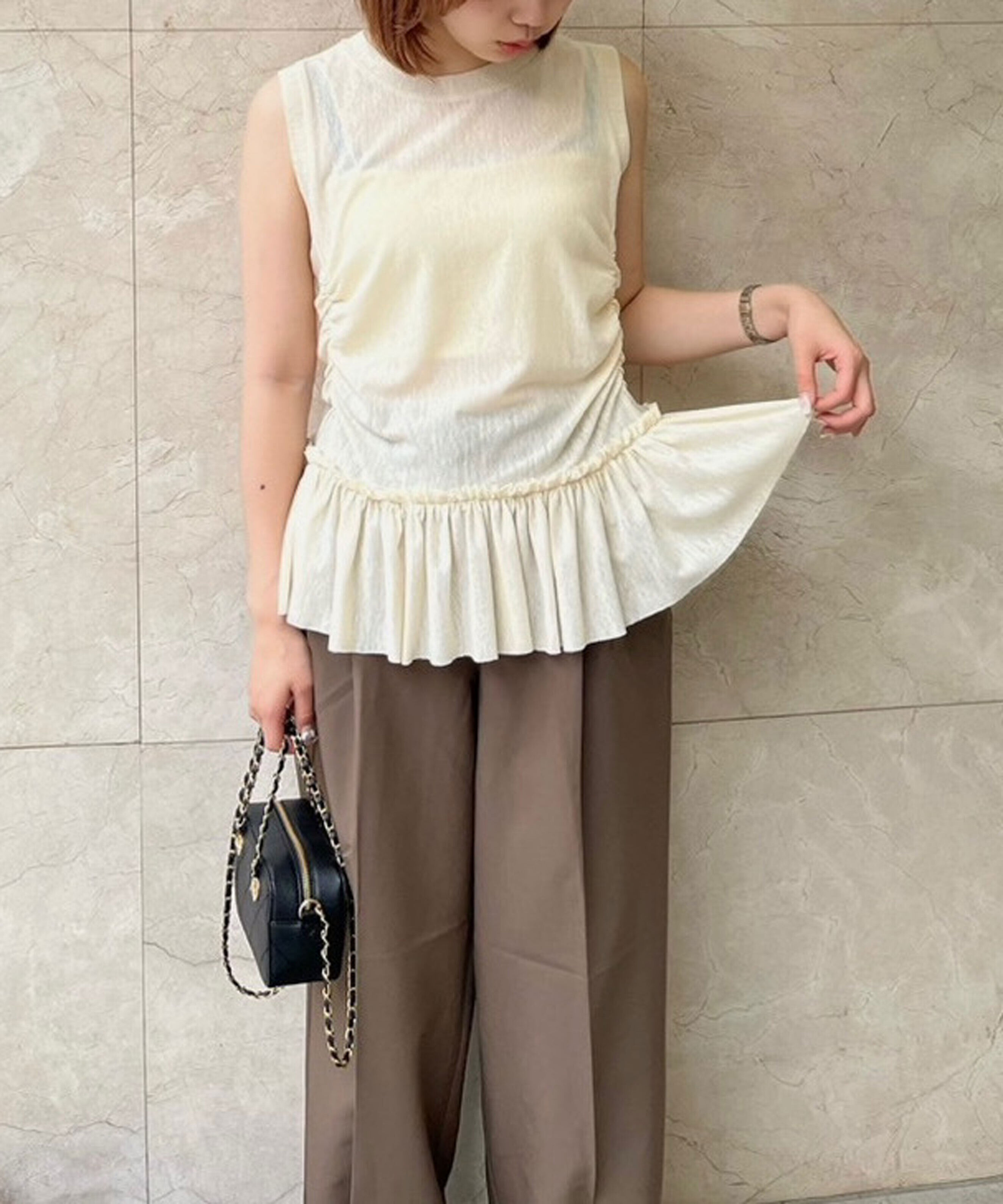  「シアーフリルタンクトップ」|Tシャツ・カットソー|