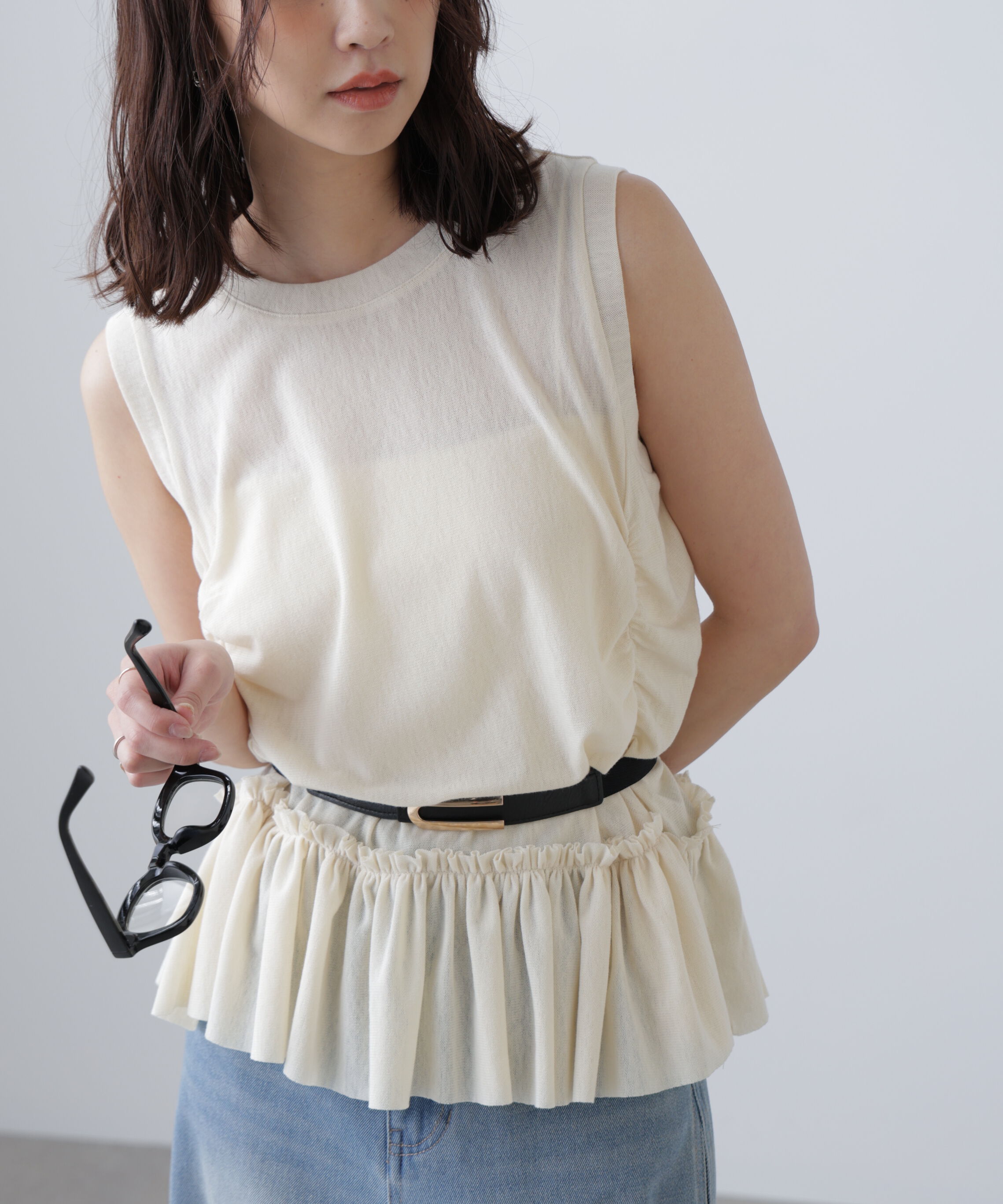  「シアーフリルタンクトップ」|Tシャツ・カットソー|