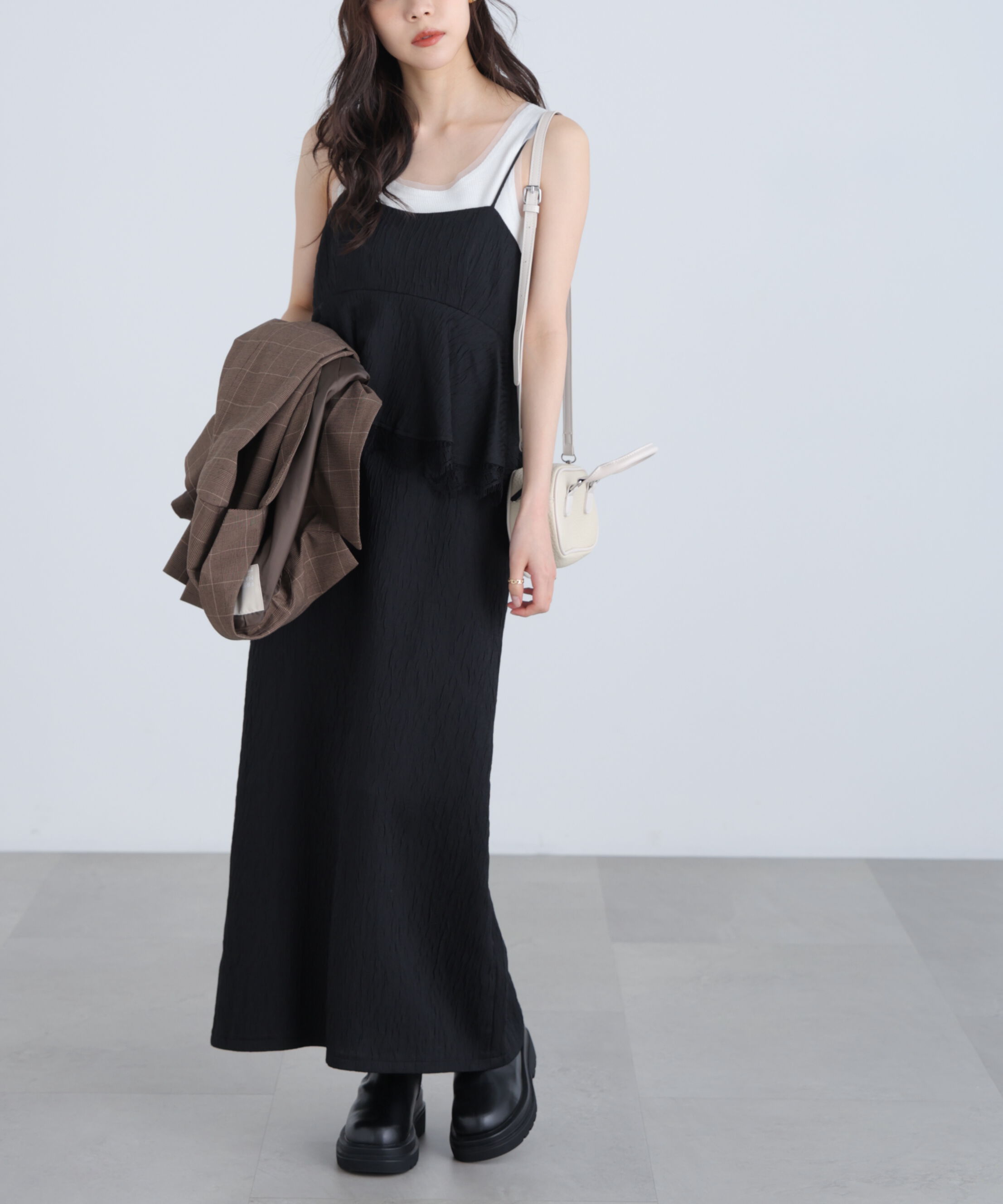  「ペプラムレースキャミワンピース」|ワンピース|