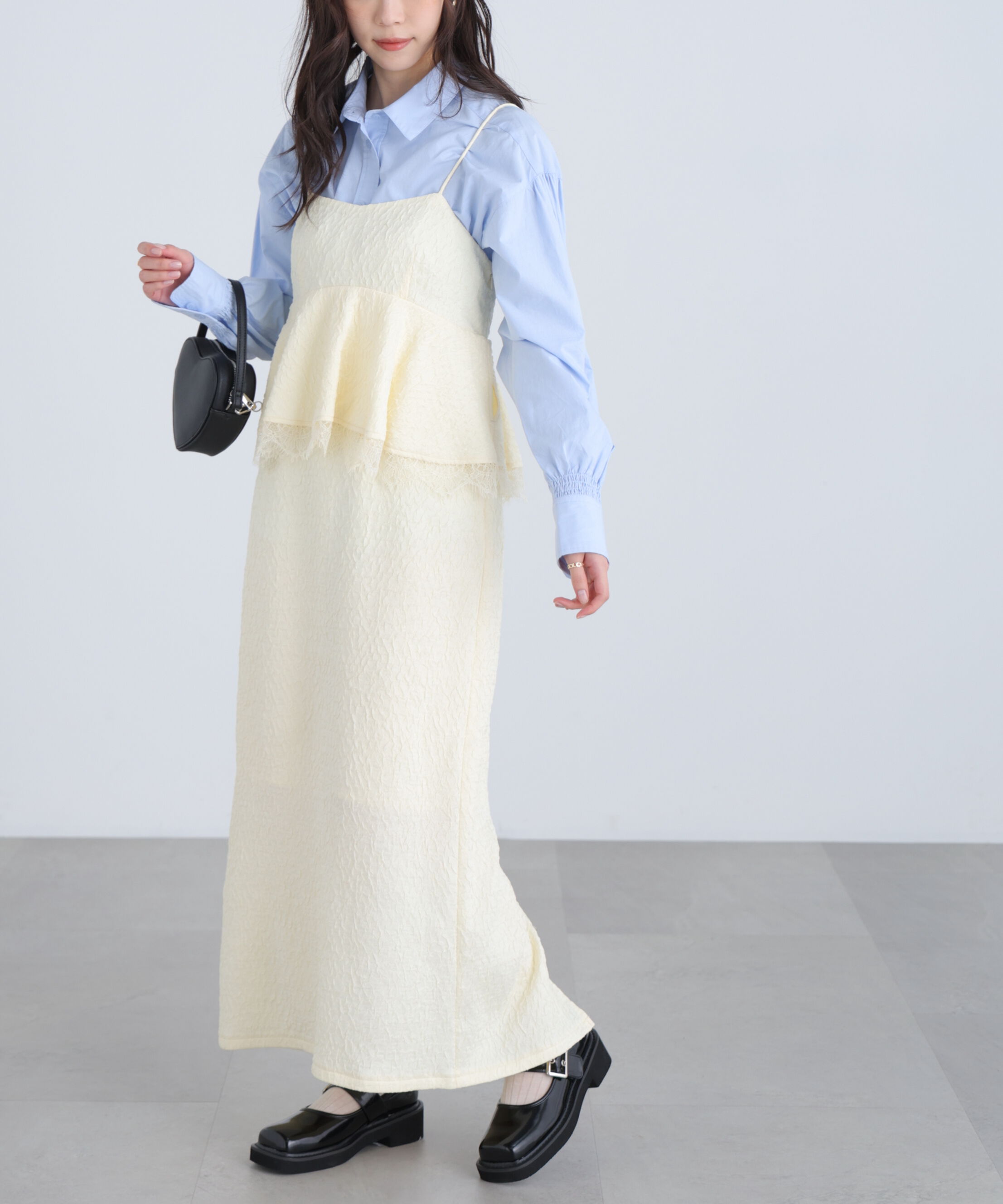  「ペプラムレースキャミワンピース」|ワンピース|