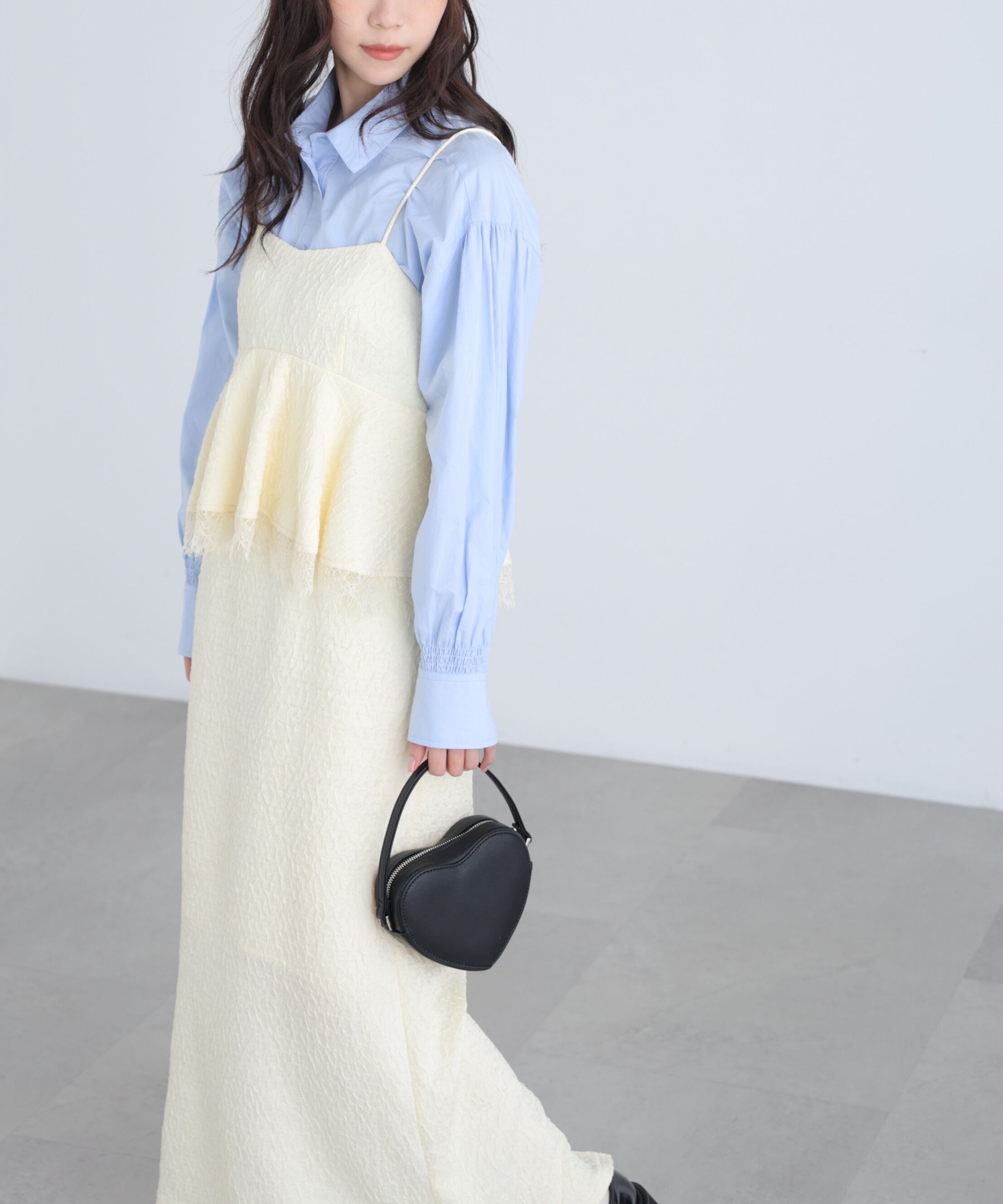  「ペプラムレースキャミワンピース」|ワンピース|