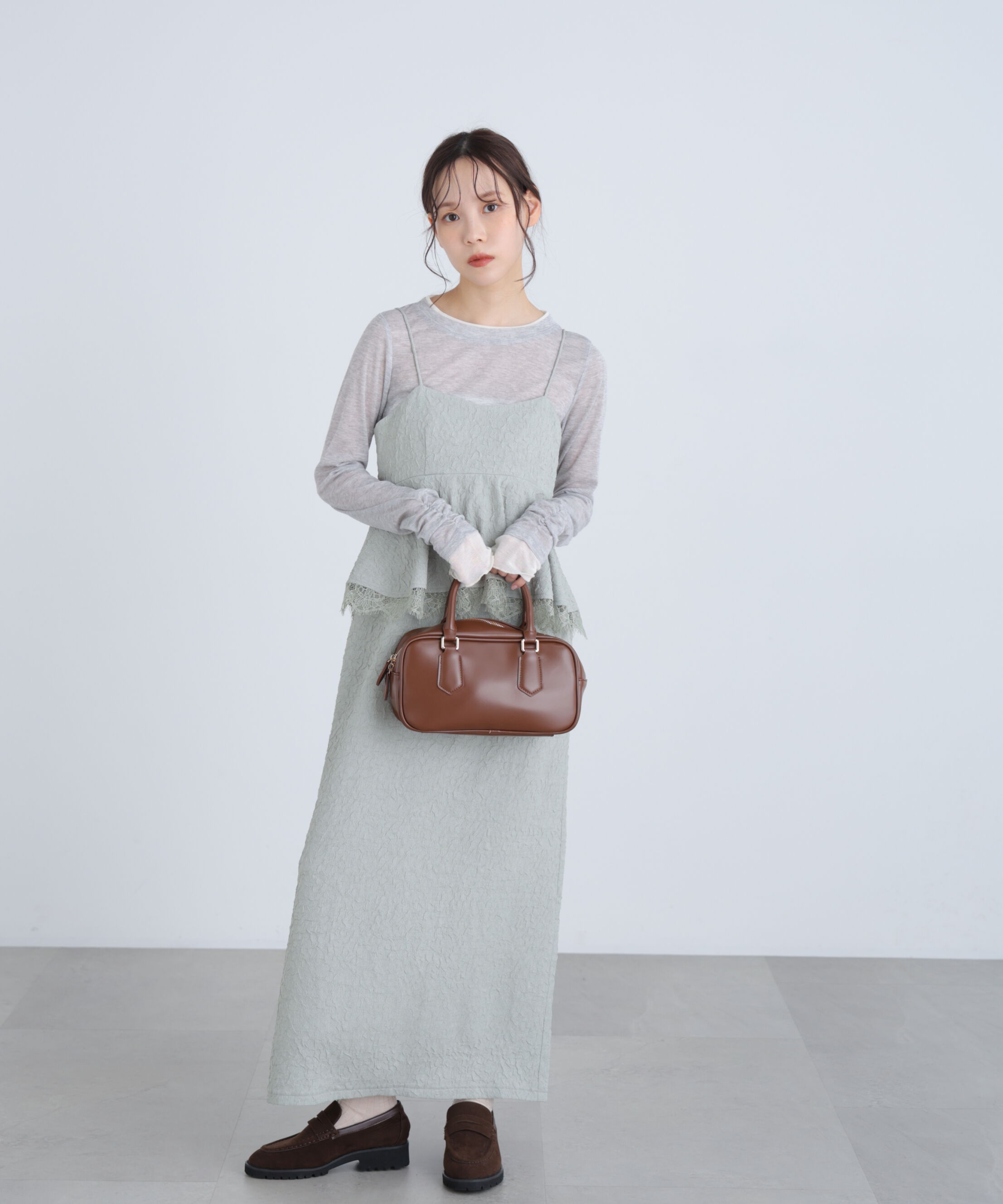  「ペプラムレースキャミワンピース」|ワンピース|