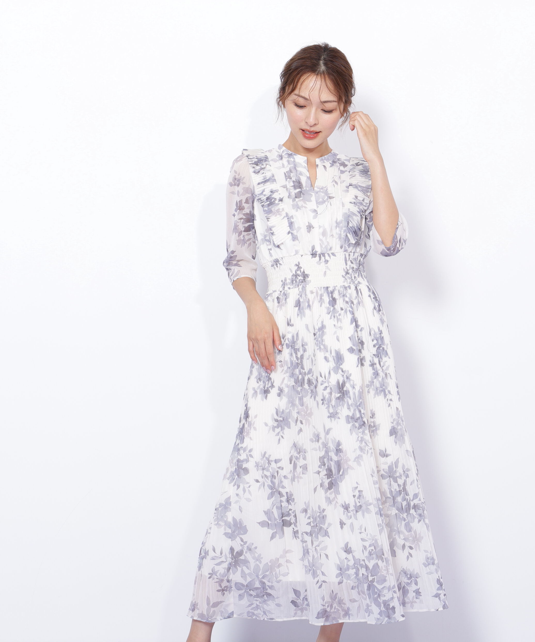  「ぼかしフラワープリントワンピース」|ワンピース|