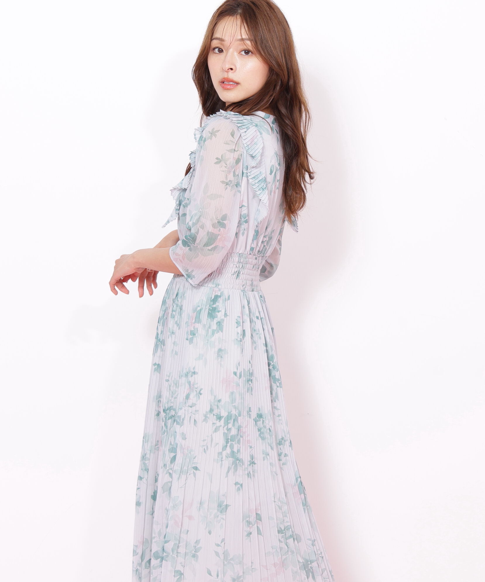  「ぼかしフラワープリントワンピース」|ワンピース|