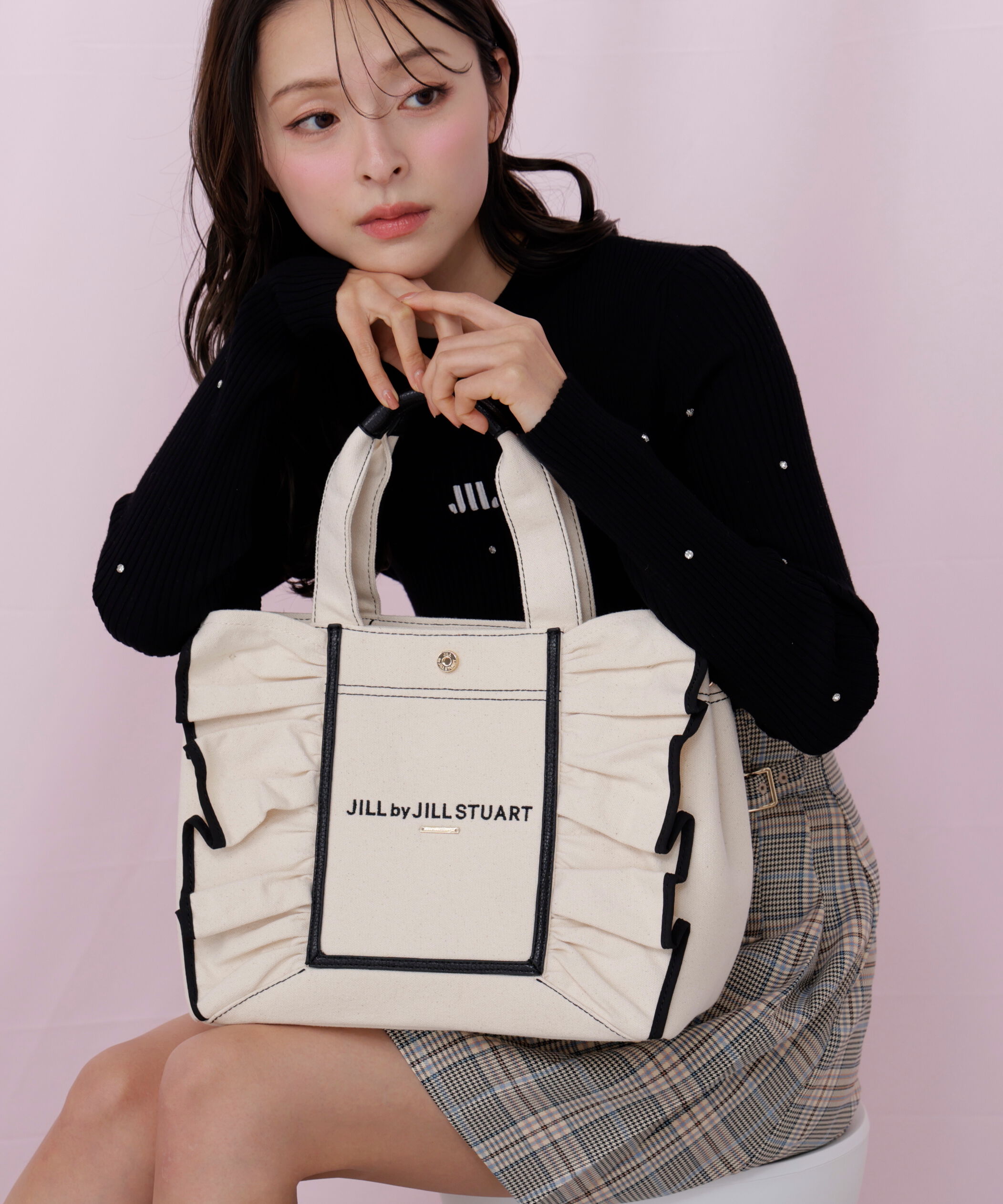  「フレームフリルトート大」|その他|ホワイト