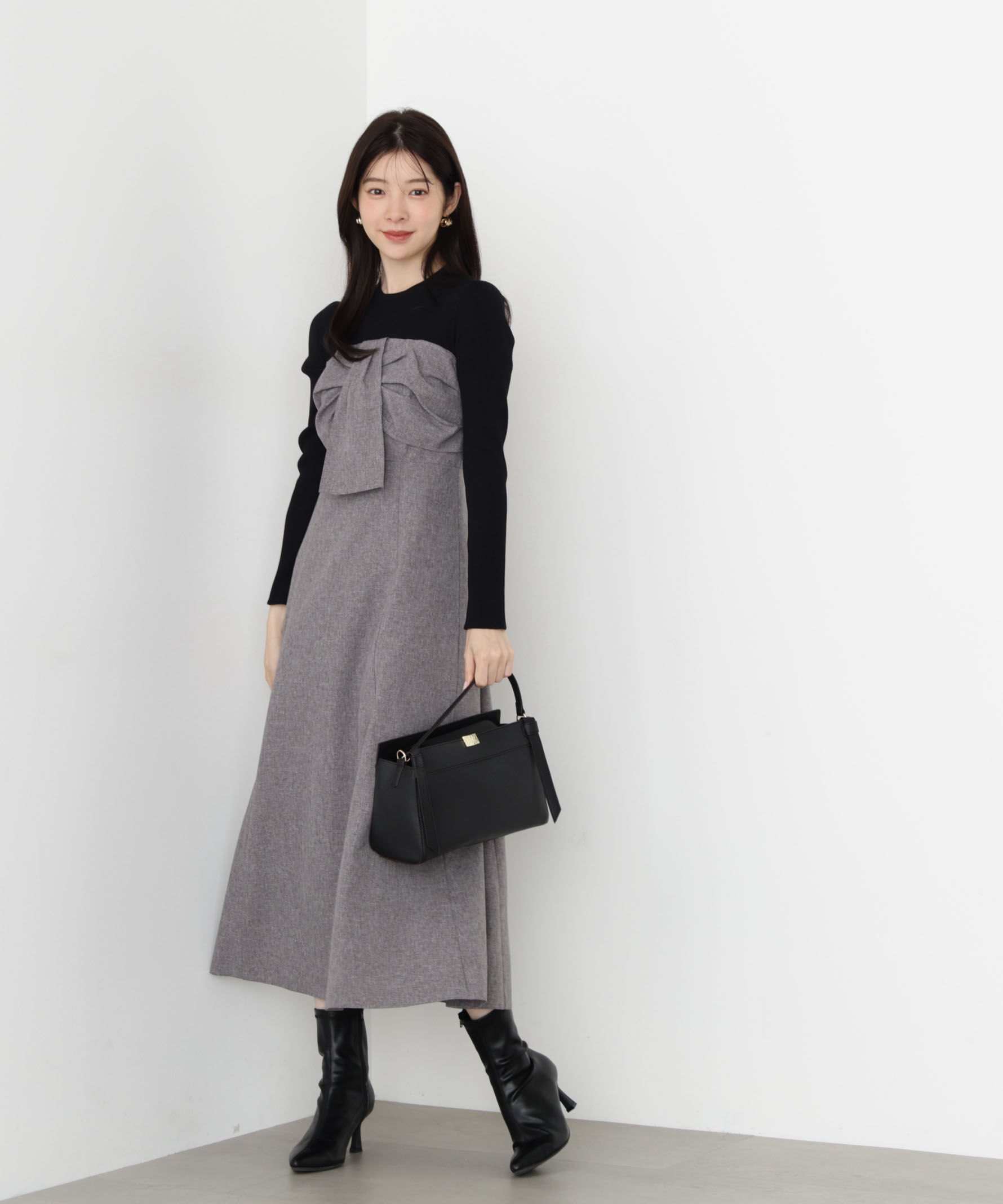 PROPORTION BODY DRESSING「フロントリボンドッキングワンピース 25AW」|ワンピース|