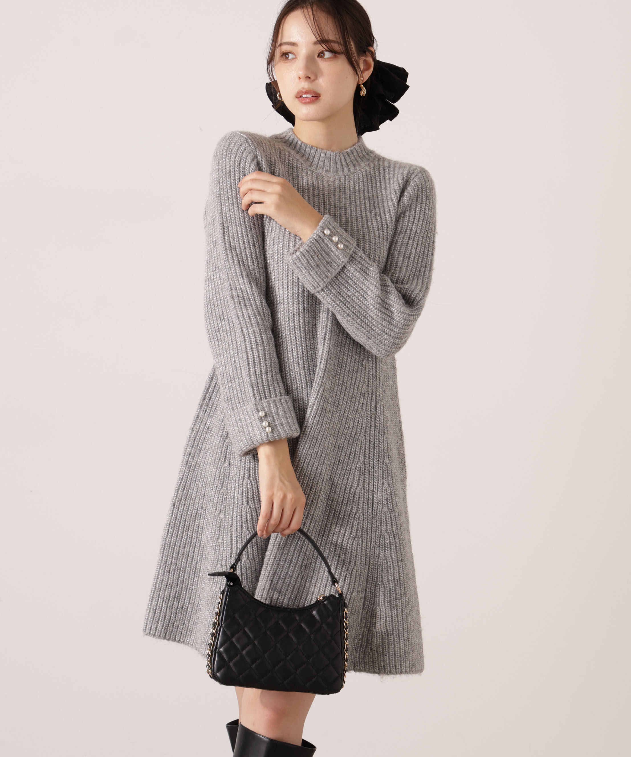 PROPORTION BODY DRESSING「ウールブレンドラメ入りニットミニワンピース　25AW」|ワンピース|