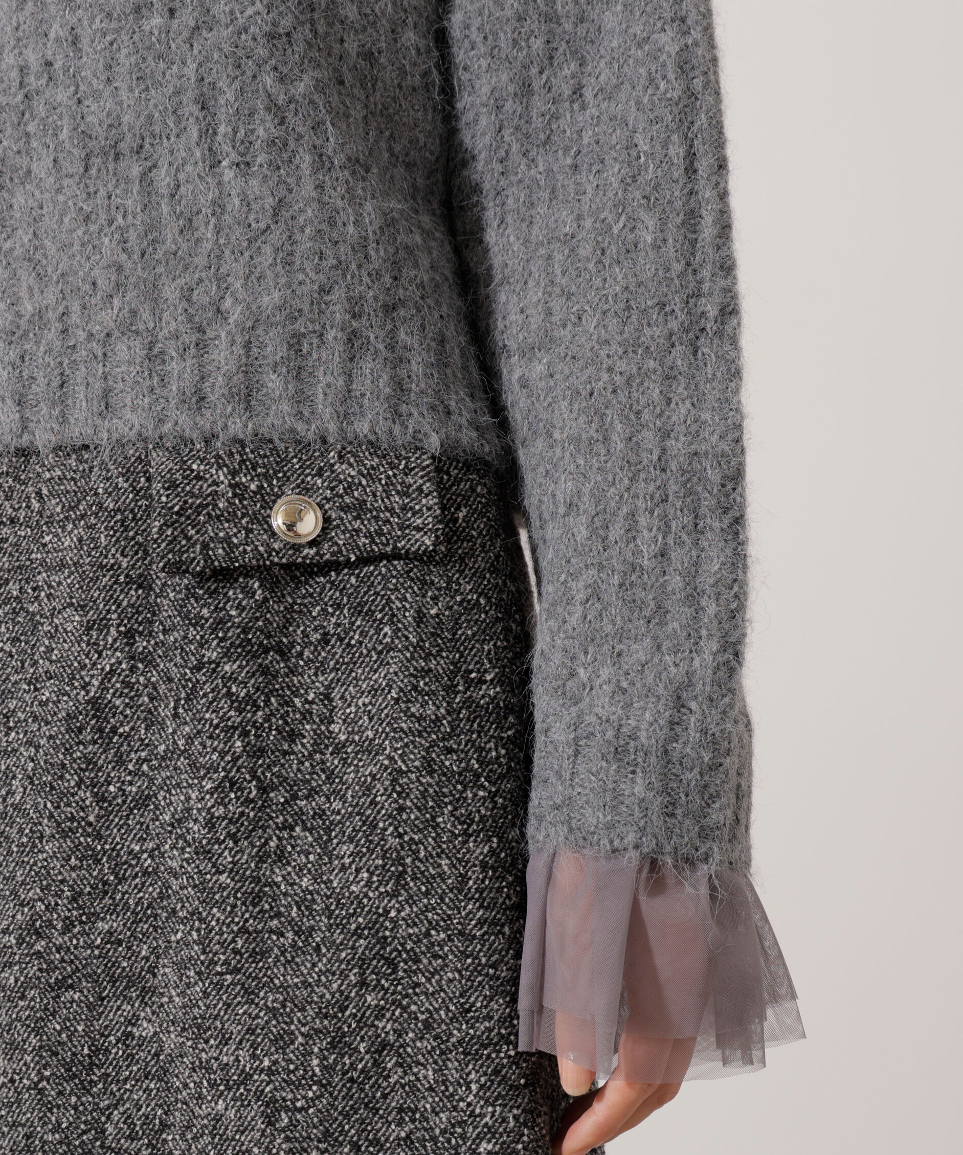 PROPORTION BODY DRESSING「<ウォッシャブル>チュールスリーブボックスニット」|ニット・セーター|