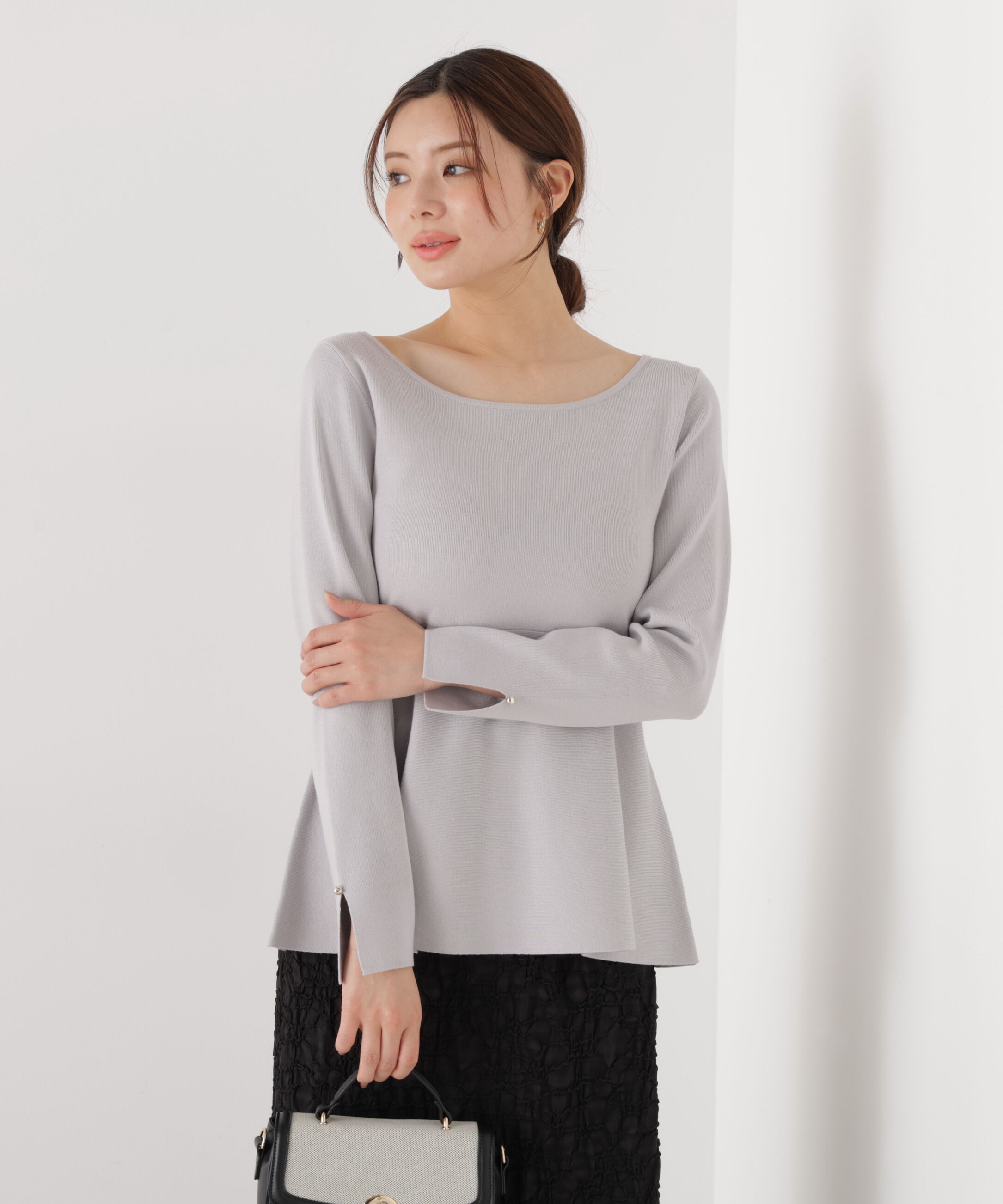 PROPORTION BODY DRESSING「ペプラムベーシックニット　26SS」|ニット・セーター|グレー