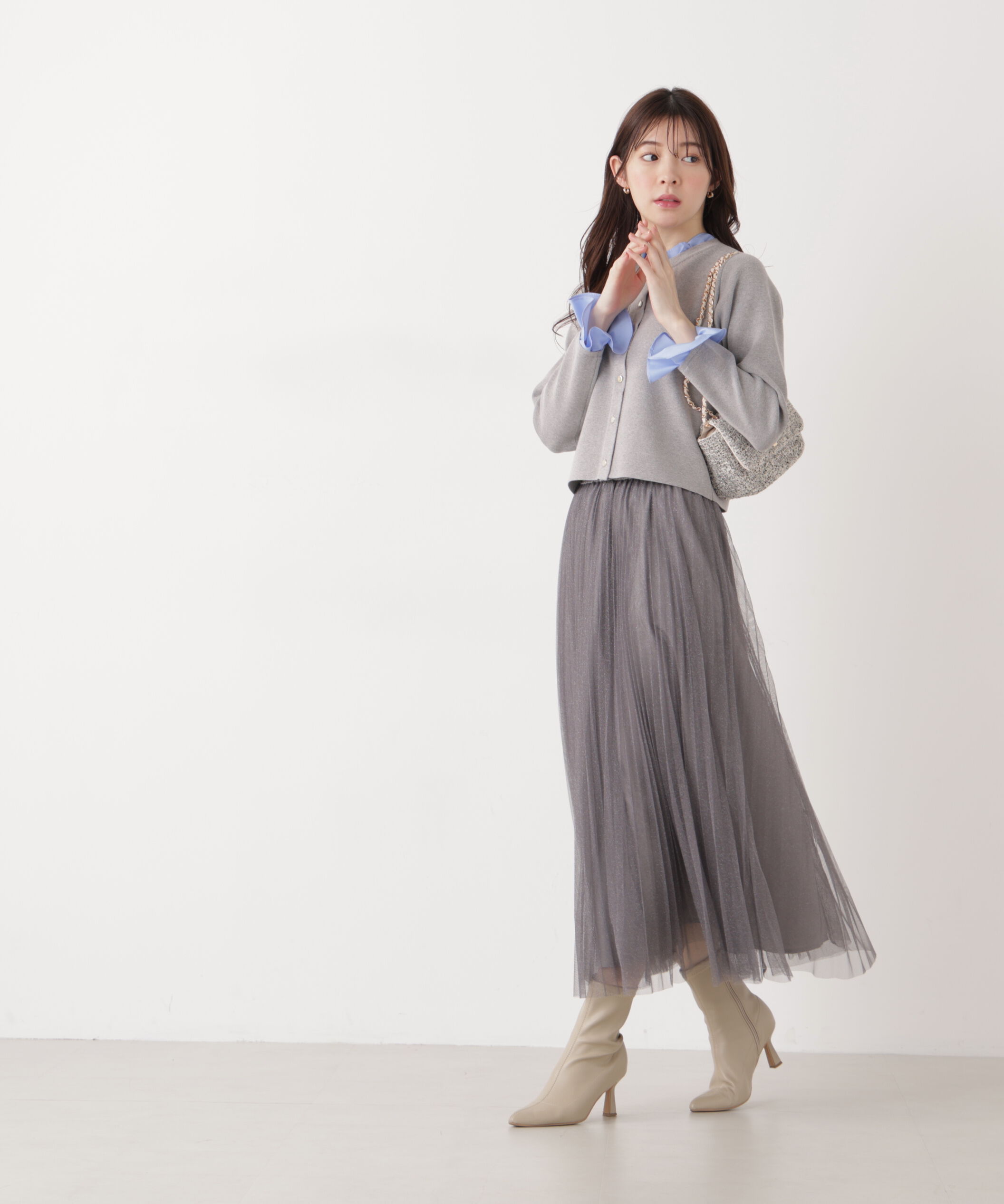 PROPORTION BODY DRESSING「フリルショートカーディガン　26SS」|カーディガン|