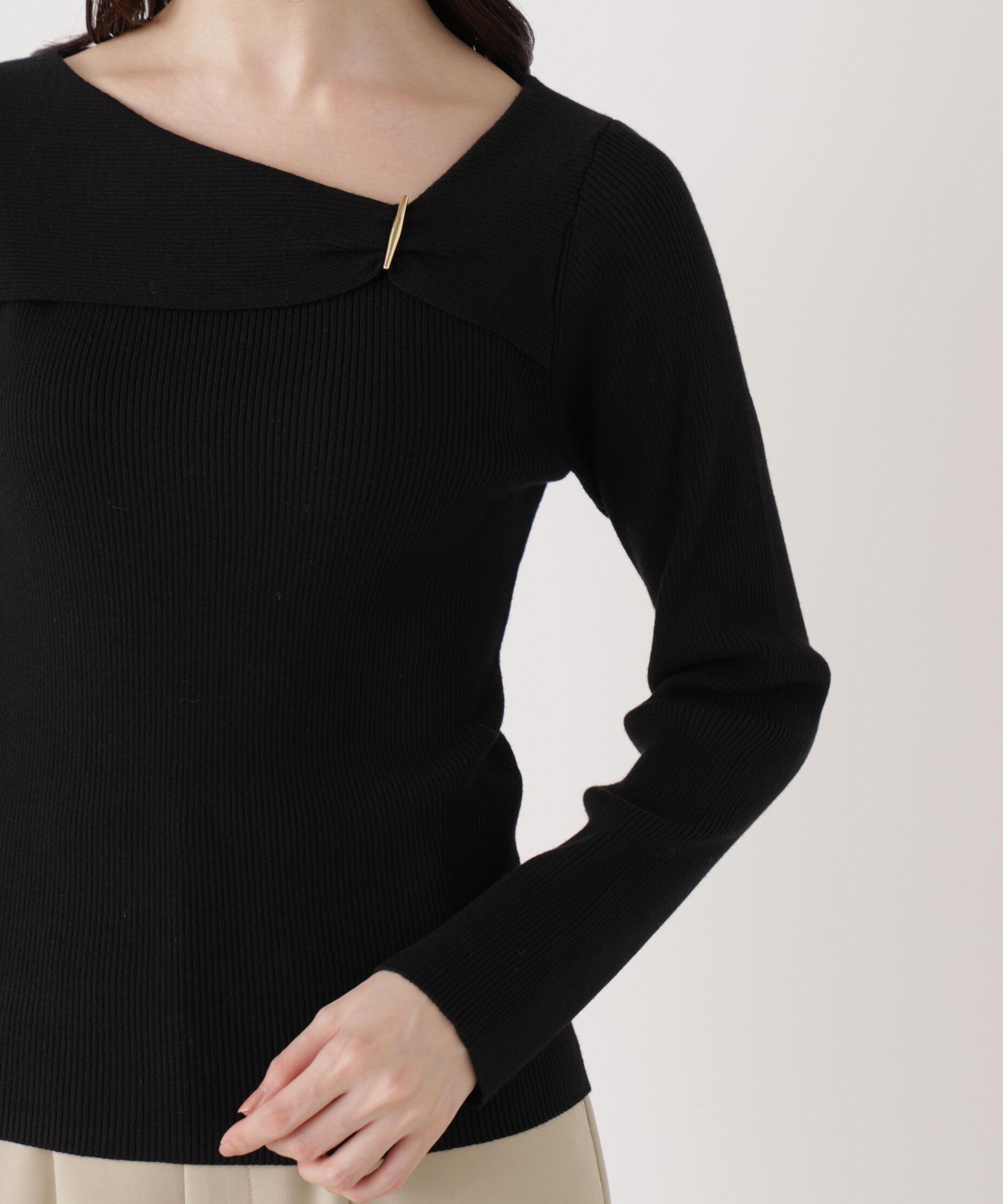 PROPORTION BODY DRESSING「バー付きアシメリブニット　　26SS」|ニット・セーター|