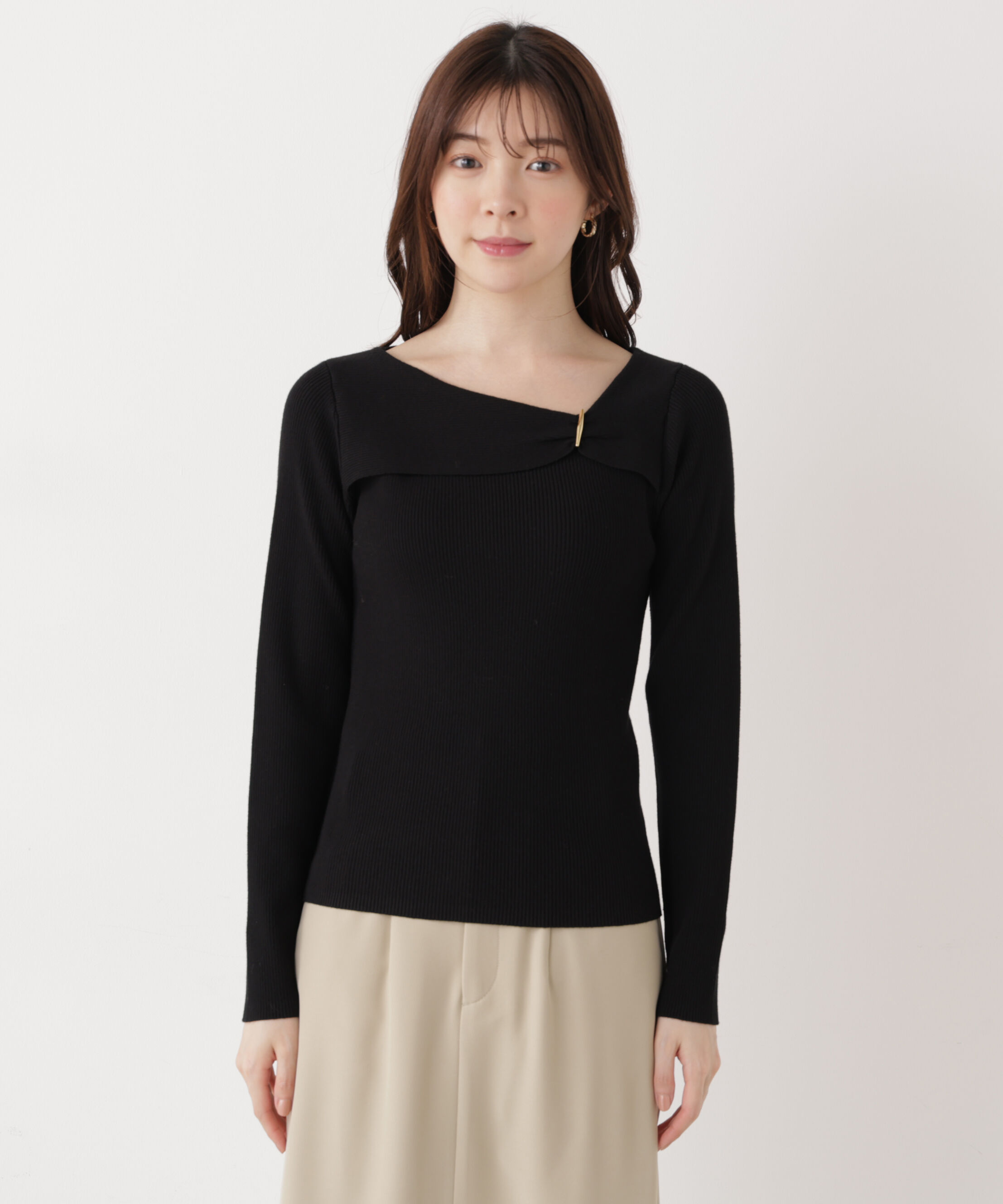 PROPORTION BODY DRESSING「バー付きアシメリブニット　　26SS」|ニット・セーター|