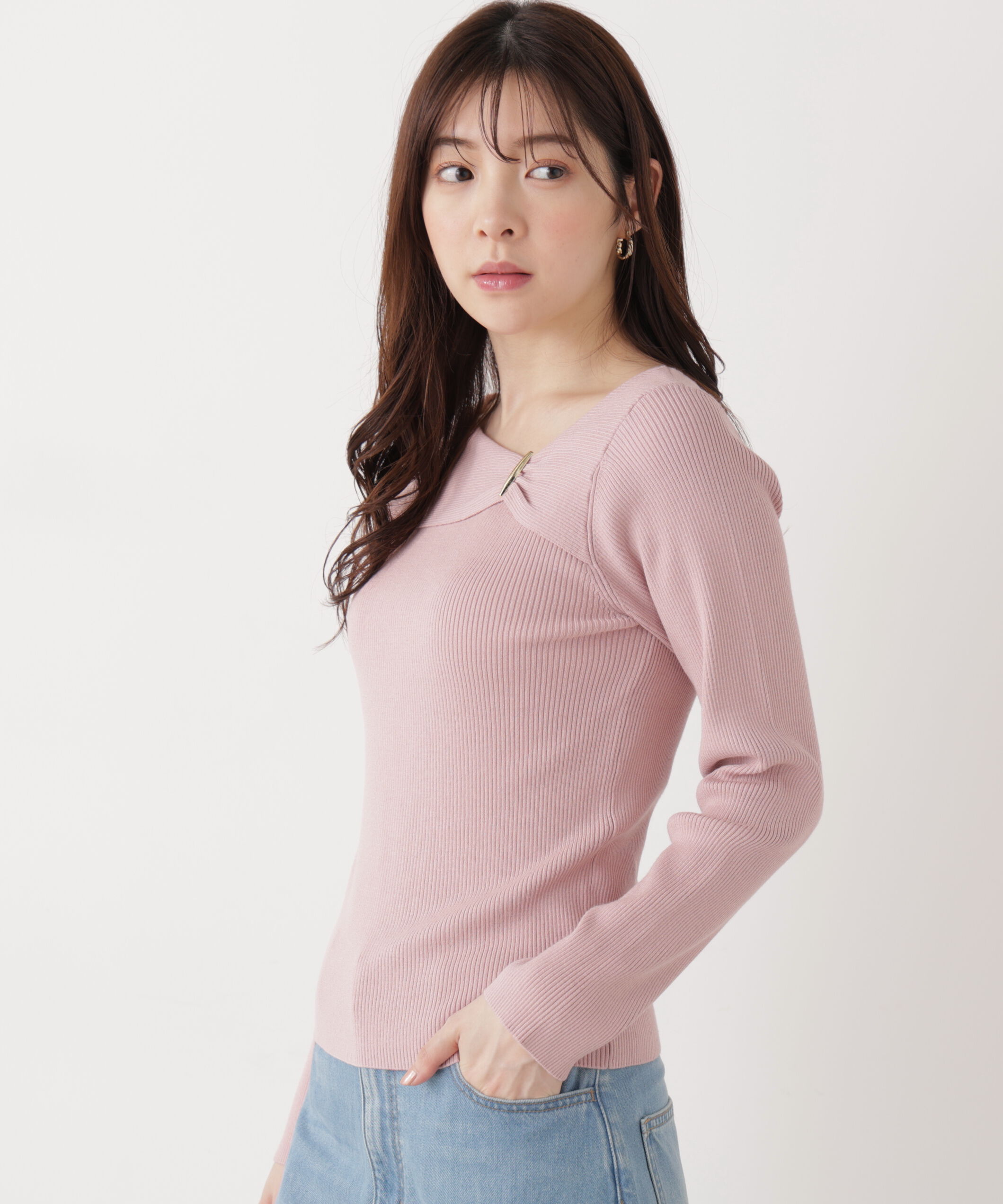 PROPORTION BODY DRESSING「バー付きアシメリブニット　　26SS」|ニット・セーター|