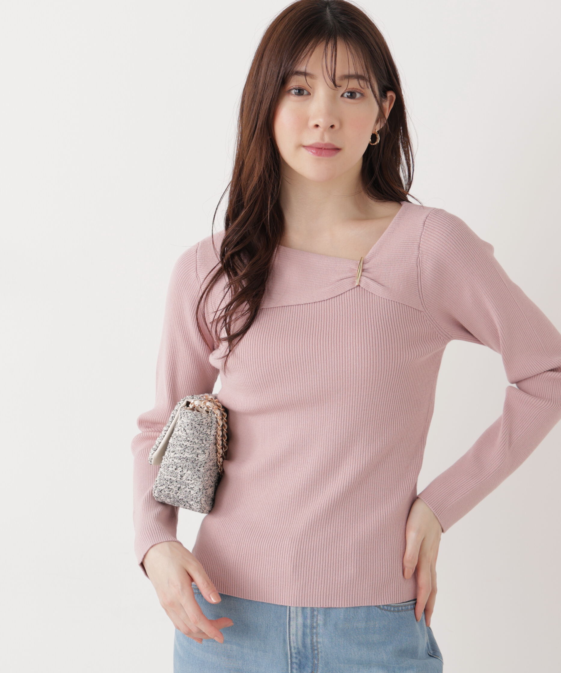 PROPORTION BODY DRESSING「バー付きアシメリブニット　　26SS」|ニット・セーター|