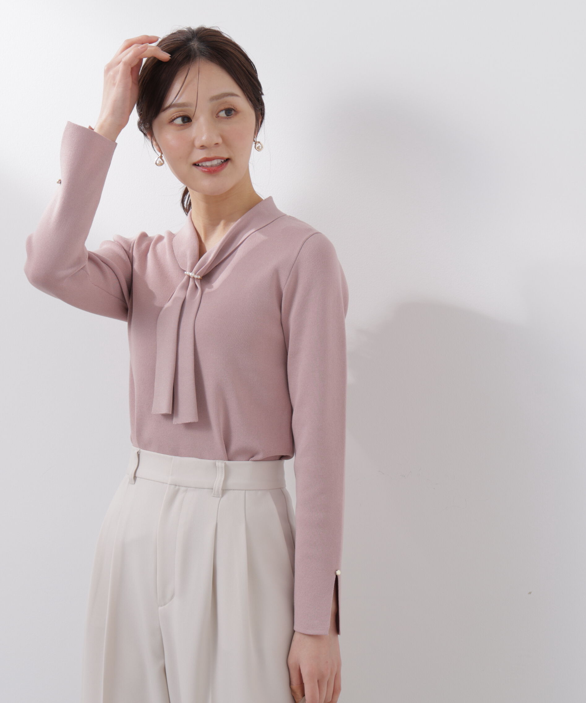 PROPORTION BODY DRESSING「パールリングボウタイニット　　26SS」|ニット・セーター|