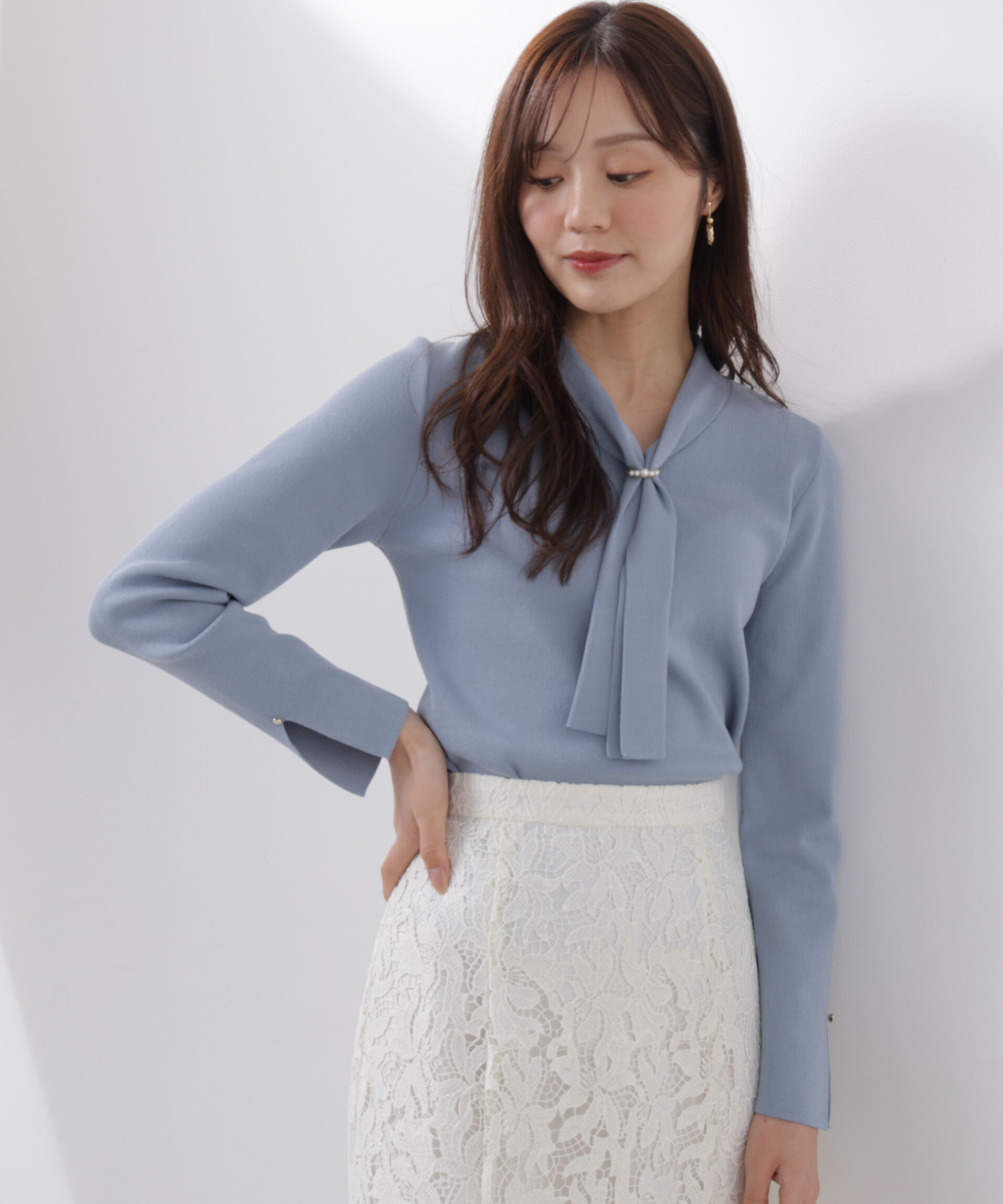 PROPORTION BODY DRESSING「パールリングボウタイニット　　26SS」|ニット・セーター|