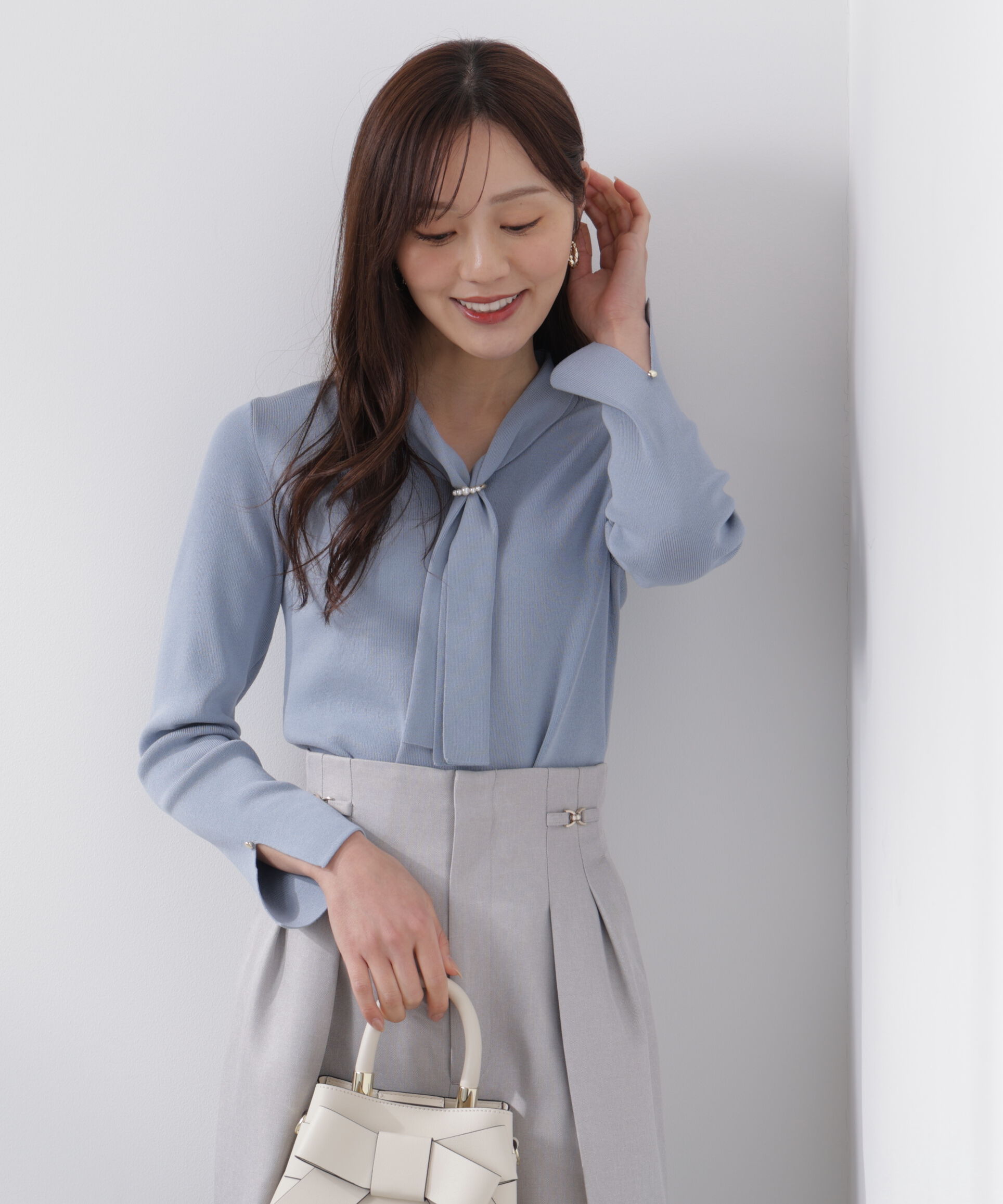 PROPORTION BODY DRESSING「パールリングボウタイニット　　26SS」|ニット・セーター|