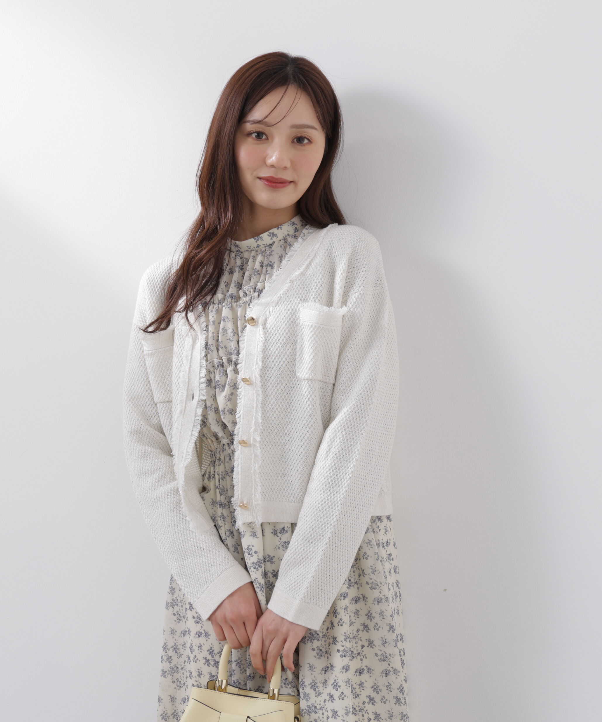 PROPORTION BODY DRESSING「ラメ透かしニットジャケット　26SS」|ニット・セーター|