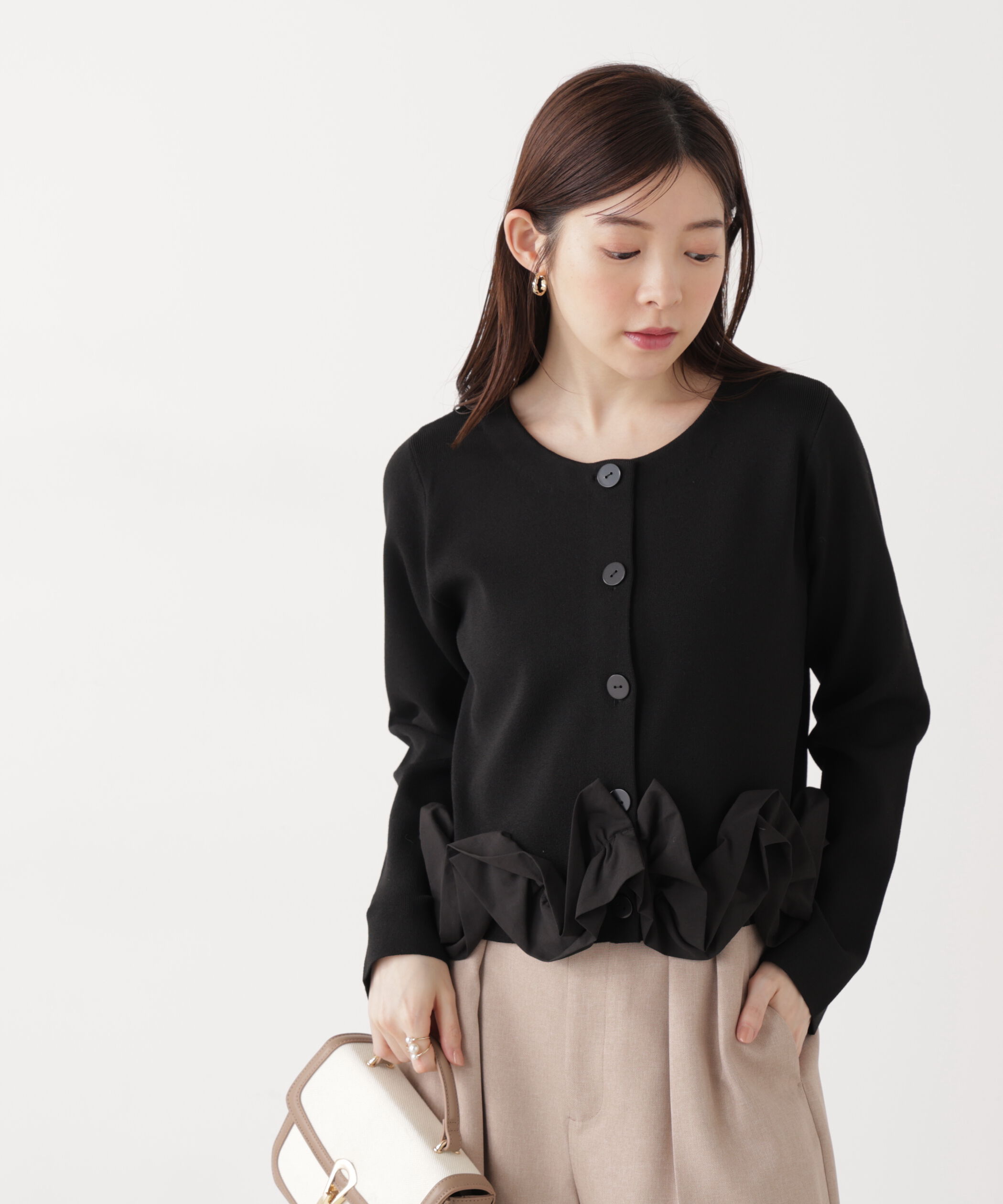 PROPORTION BODY DRESSING「〈a/mie〉ホイップペプラムニット　26SS」|カーディガン|