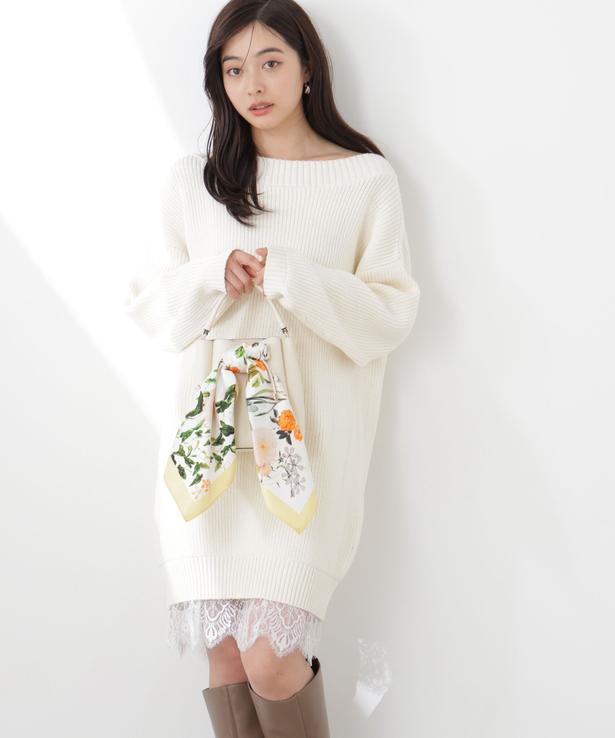 PROPORTION BODY DRESSING「《EDIT COLOGNE》スプリングレースレイヤード風ニットワンピース　26SS」|ワンピース|