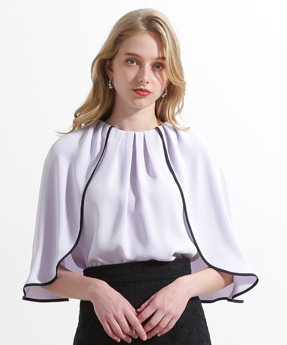  「◆バイカラーケープブラウス」|シャツ・ブラウス|ラベンダー1