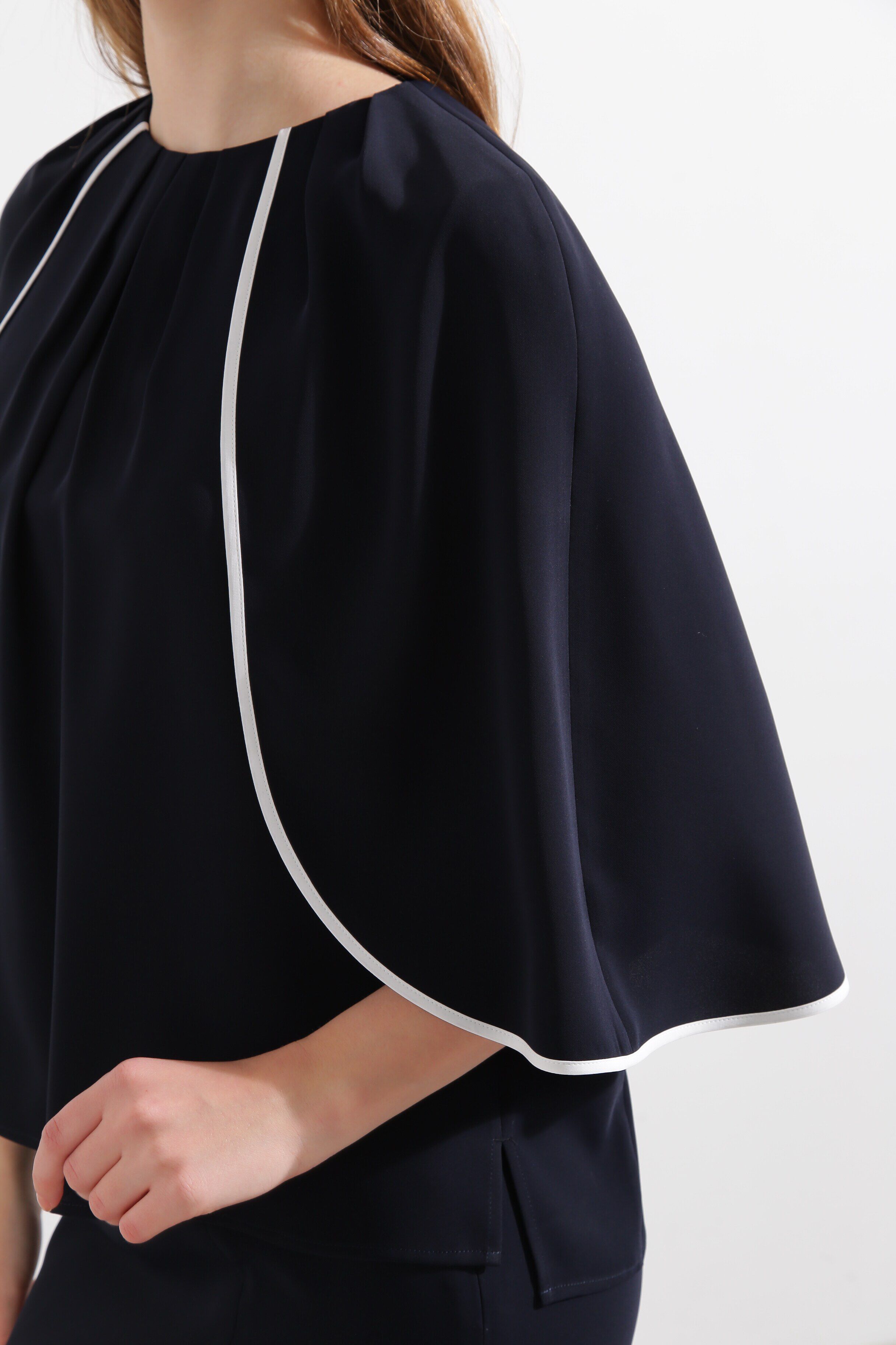  「◆バイカラーケープブラウス」|シャツ・ブラウス|