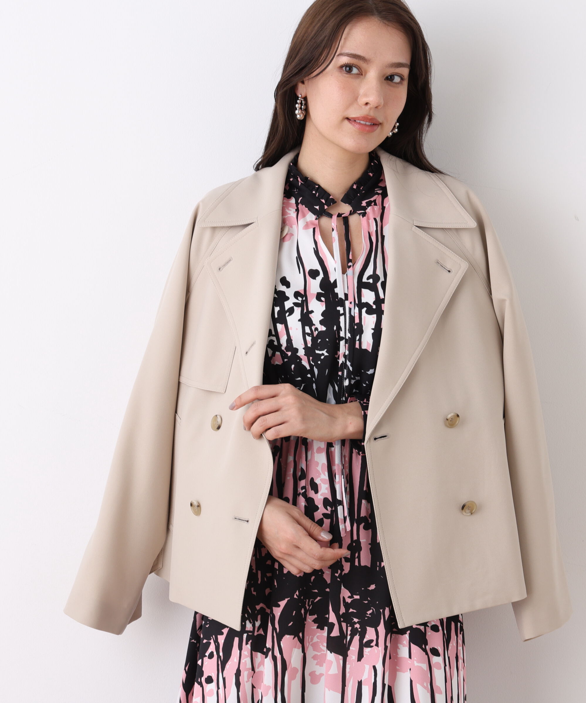  「ソフトオックスショートトレンチコート」|その他|ベージュ