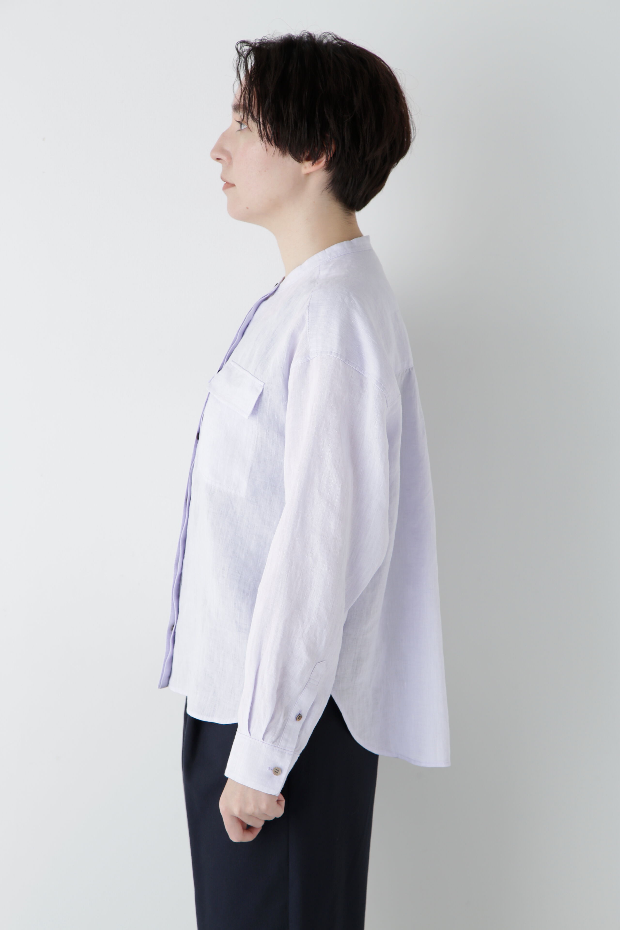  「◆ハードマンリネンバンドカラーシャツブラウス」|シャツ・ブラウス|